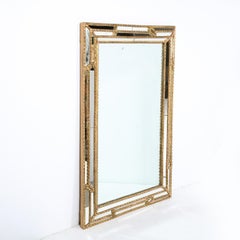 Mid Century Modern Angular Sectioned & Gilted Bamboo Mirror