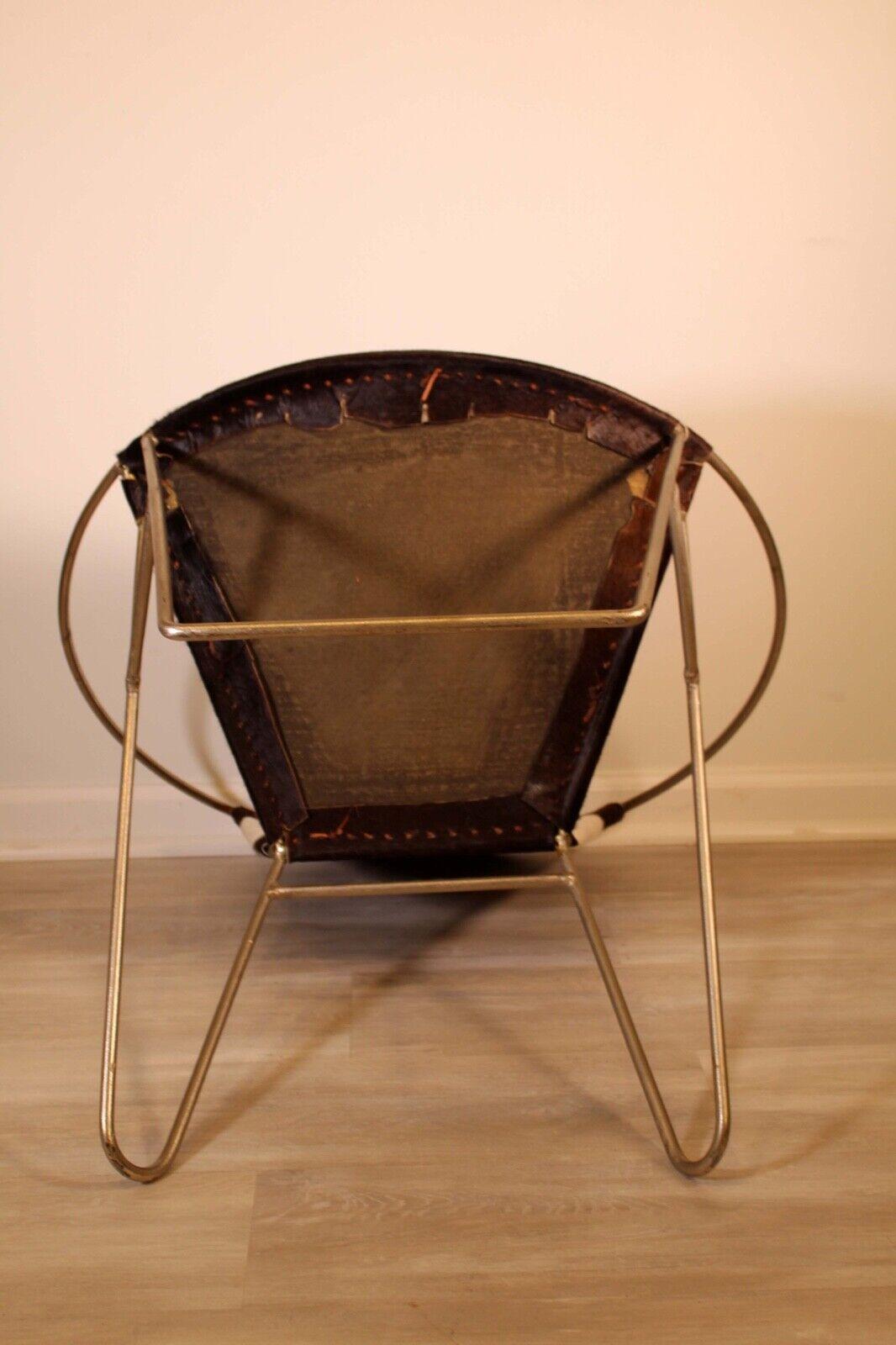Mid-Century Modern Animal Hide Iron Hoop Chair 2