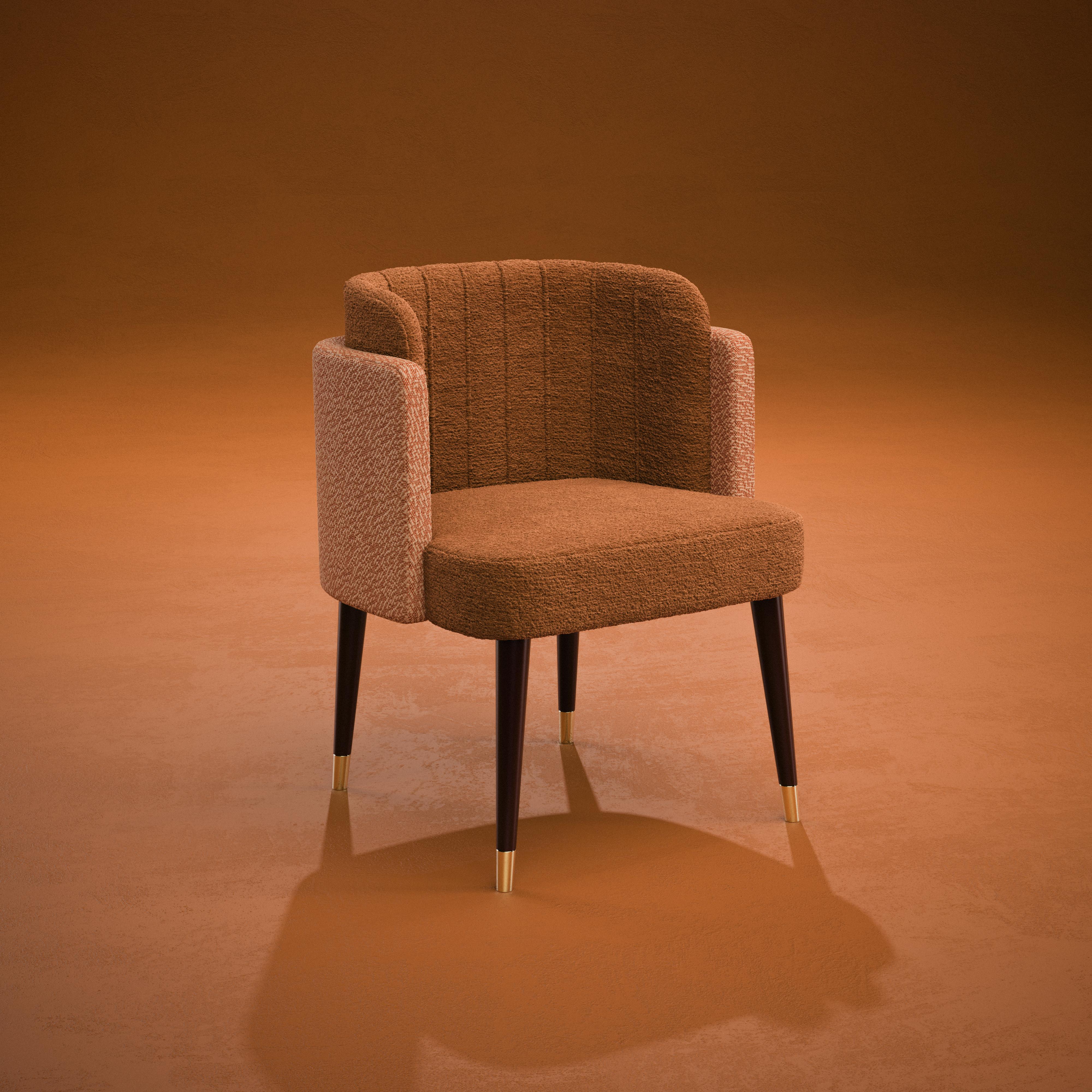 Mid-century Modern Anita Dining Chair Wood Brass Handmade in Portugal by Ottiu For Sale 4