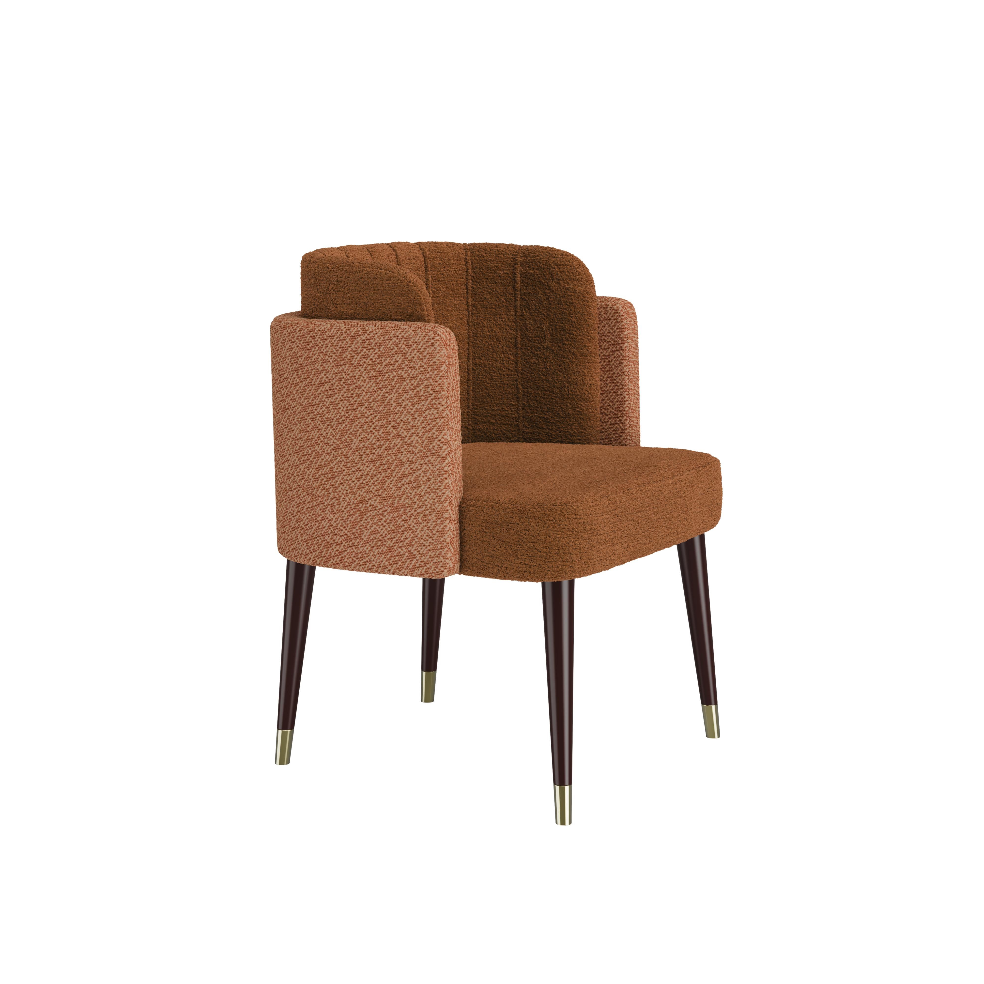 Portuguese Mid-century Modern Anita Dining Chair Wood Brass Handmade in Portugal by Ottiu For Sale