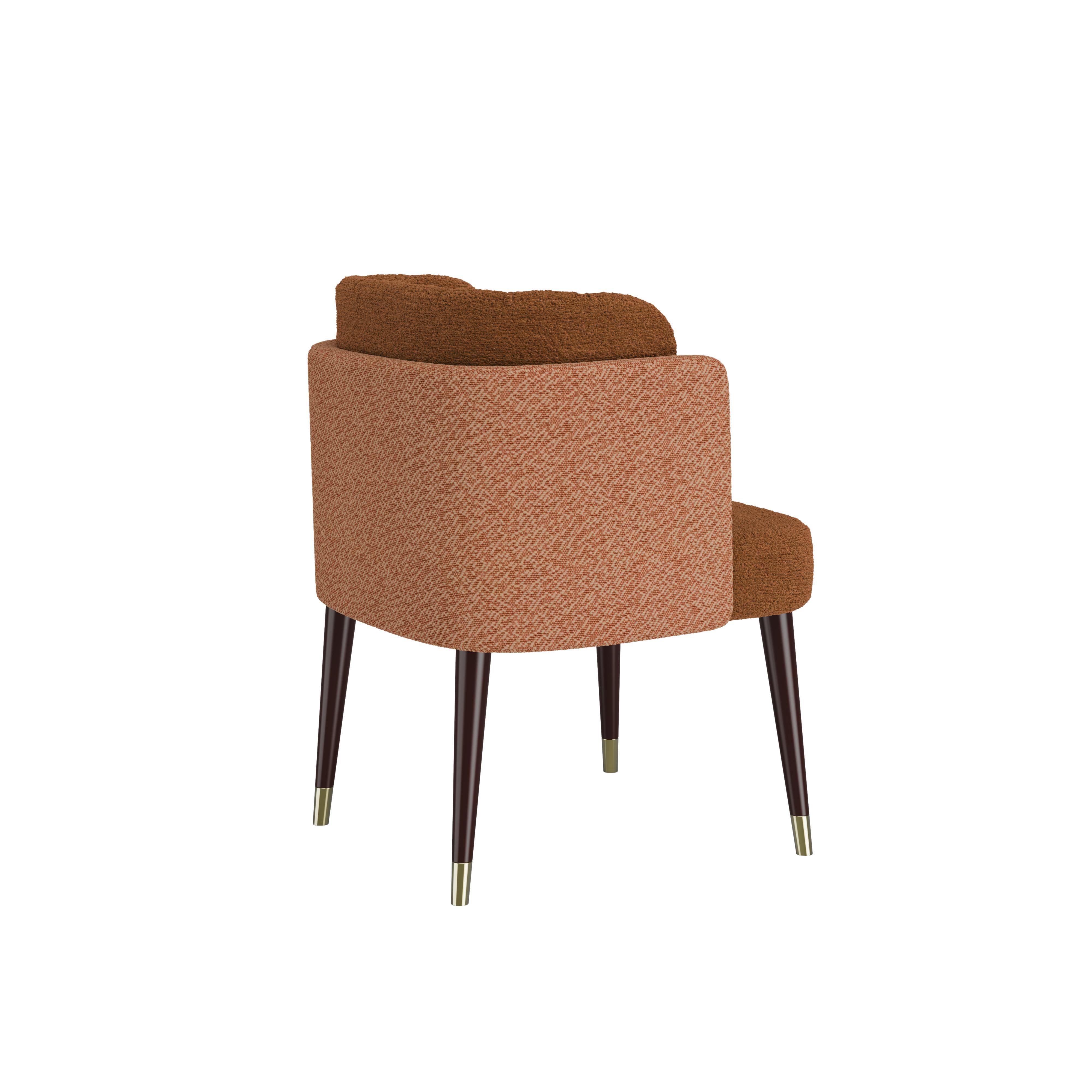 Mid-century Modern Anita Dining Chair Wood Brass Handmade in Portugal by Ottiu For Sale 1