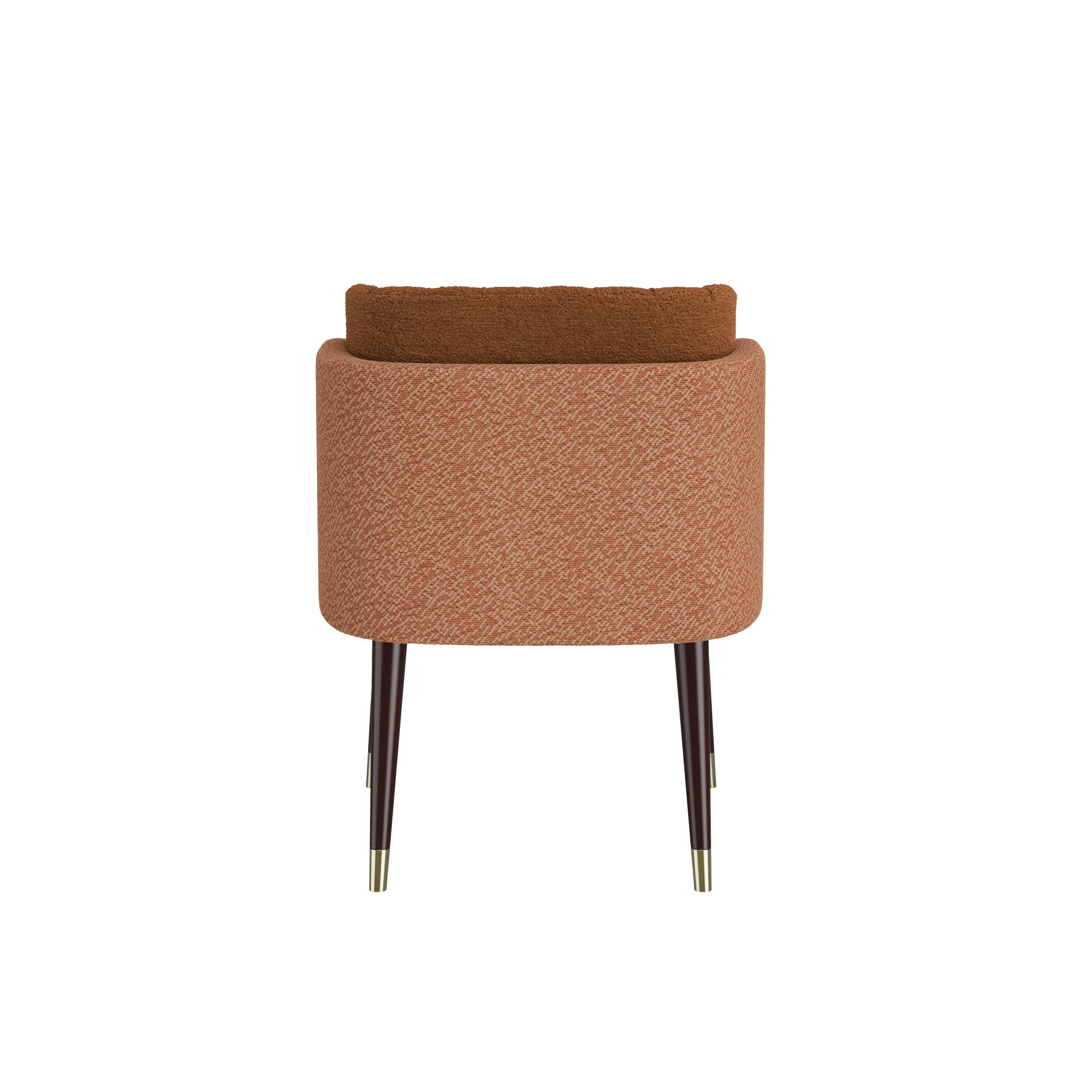 Mid-century Modern Anita Dining Chair Wood Brass Handmade in Portugal by Ottiu For Sale 2