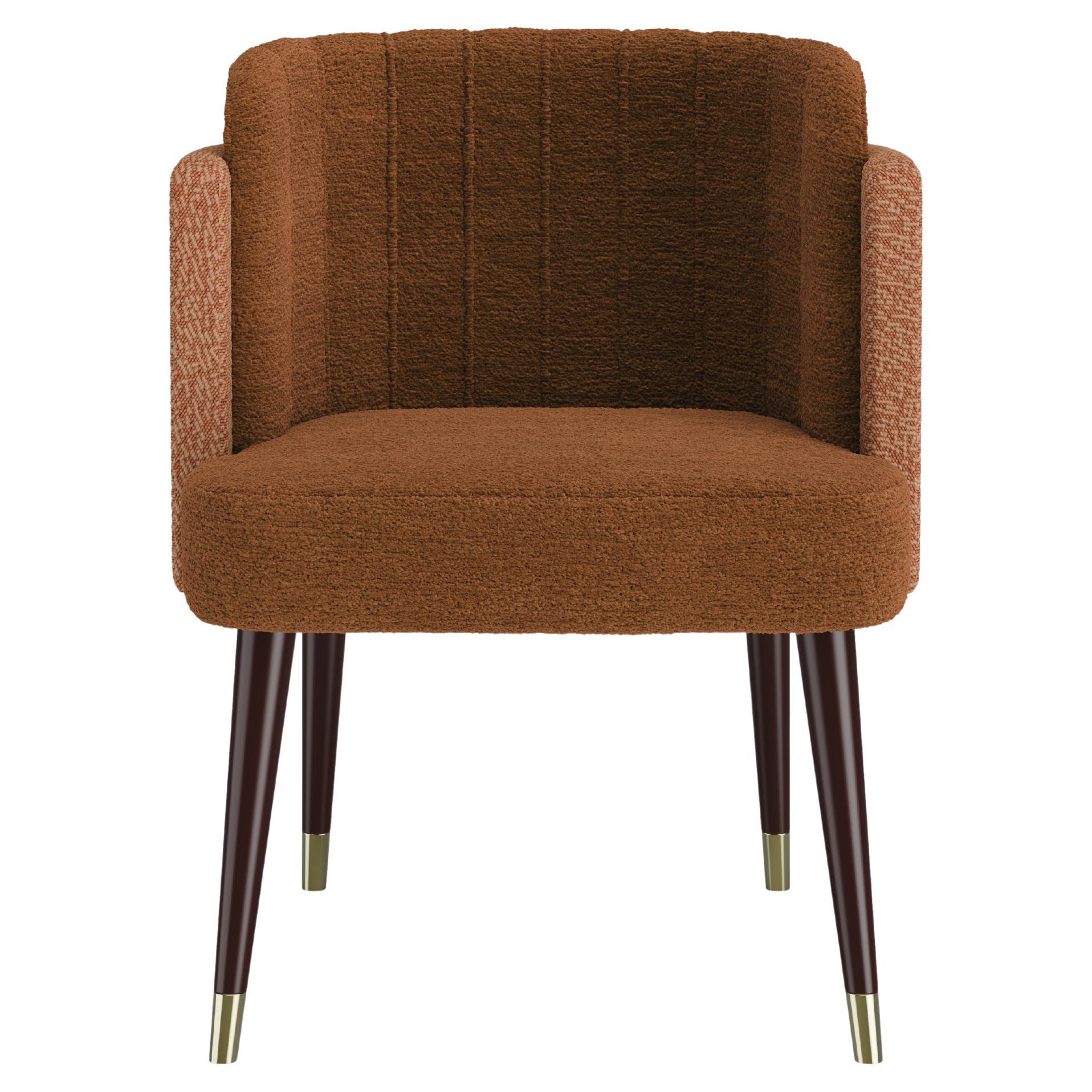 Mid-century Modern Anita Dining Chair Wood Brass Handmade in Portugal by Ottiu