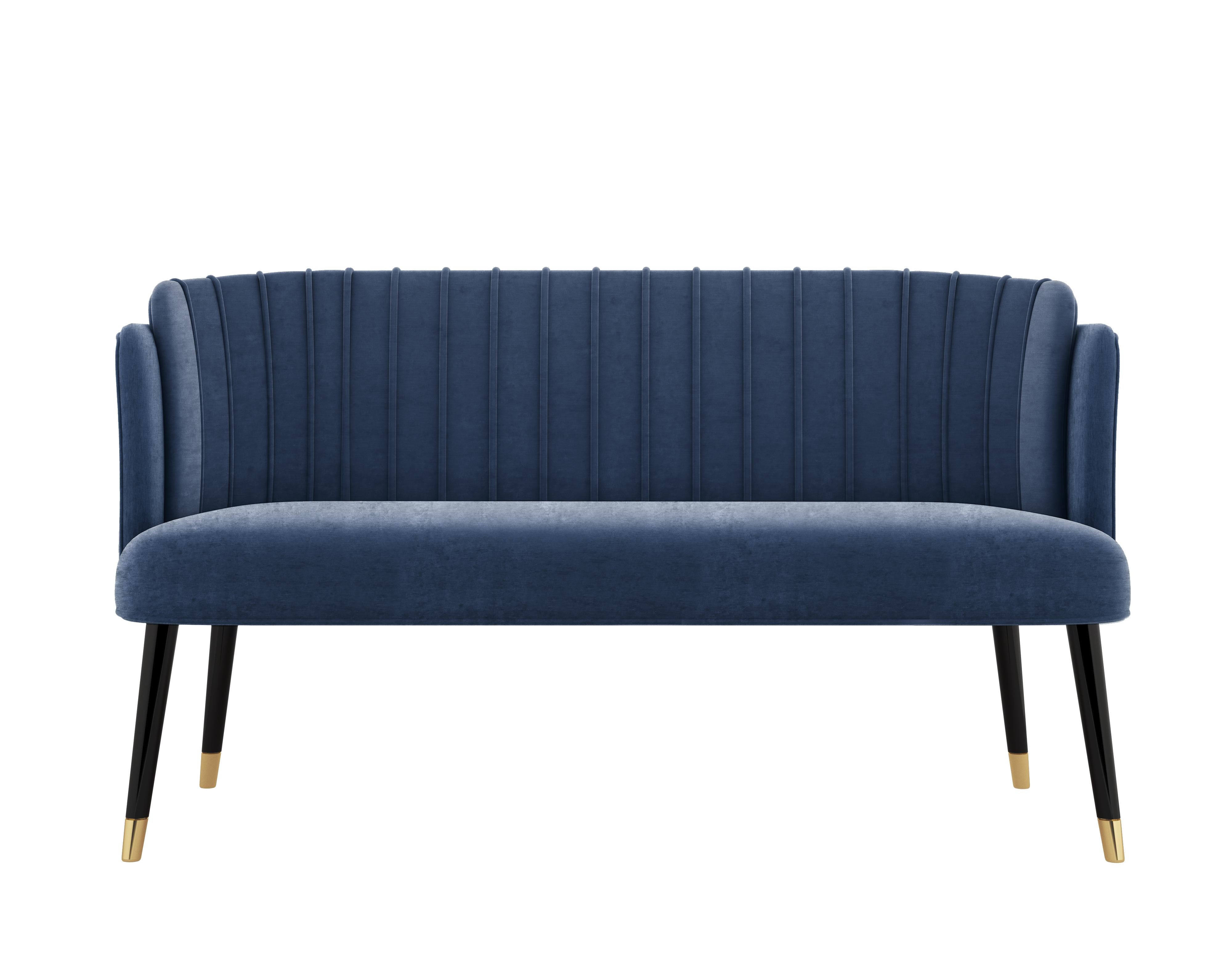 The Anita Mid-Century Modern twin seat is a piece where lush, beauty and delicacy hide the fierceness and unbridled sensuality of one of the 1950s iconic personalities: Anita Ekberg. This beautiful twin-seat has an exquisite velvet upholstery