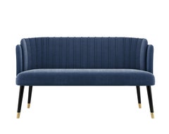 Mid-Century Modern Anita Twin Seat Holz Samt Made in Portugal von Ottiu, Mid-Century Modern