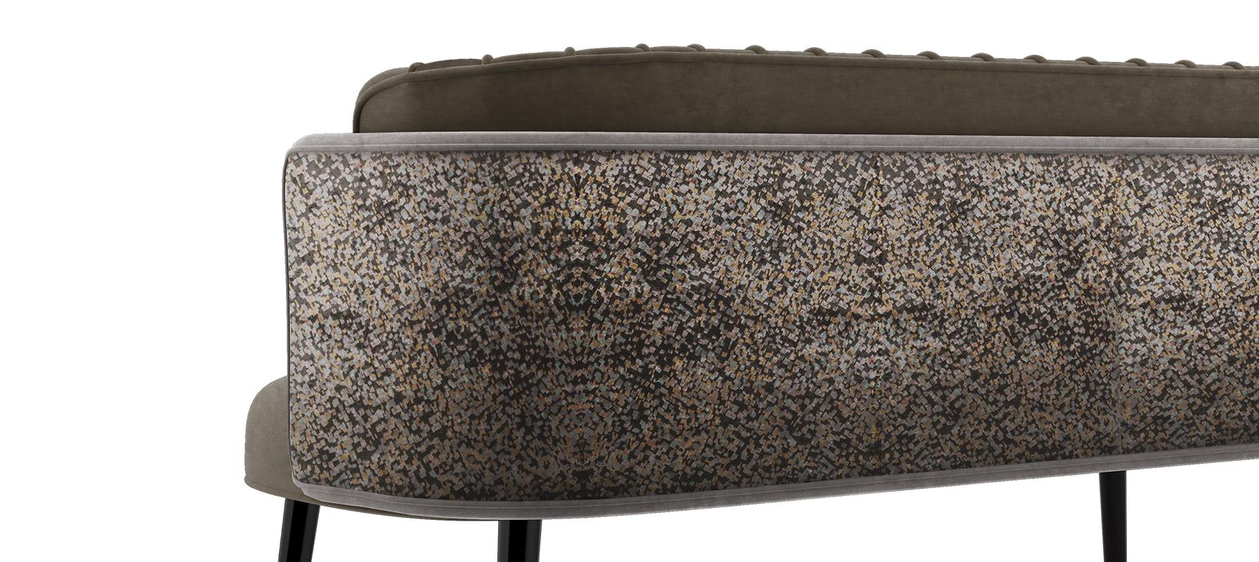 Mid-Century Modern Anita Twin Seat Wood Velvet Made in Portugal by Ottiu For Sale 2