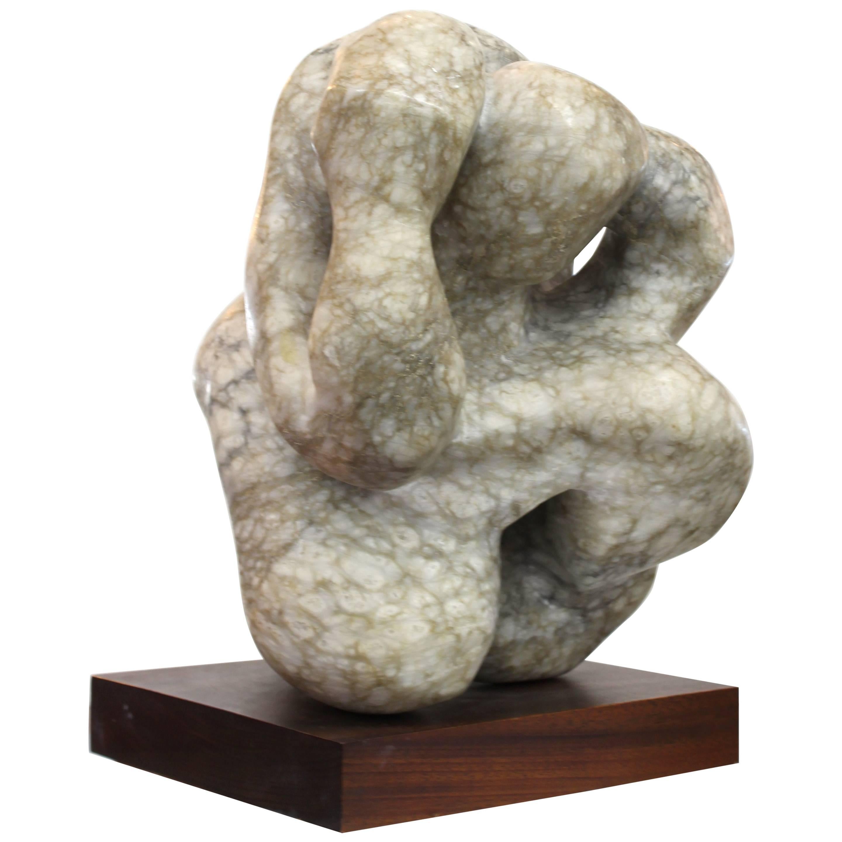 Mid-Century Modern Anthropomorphic Marble Sculpture on Wooden Base
