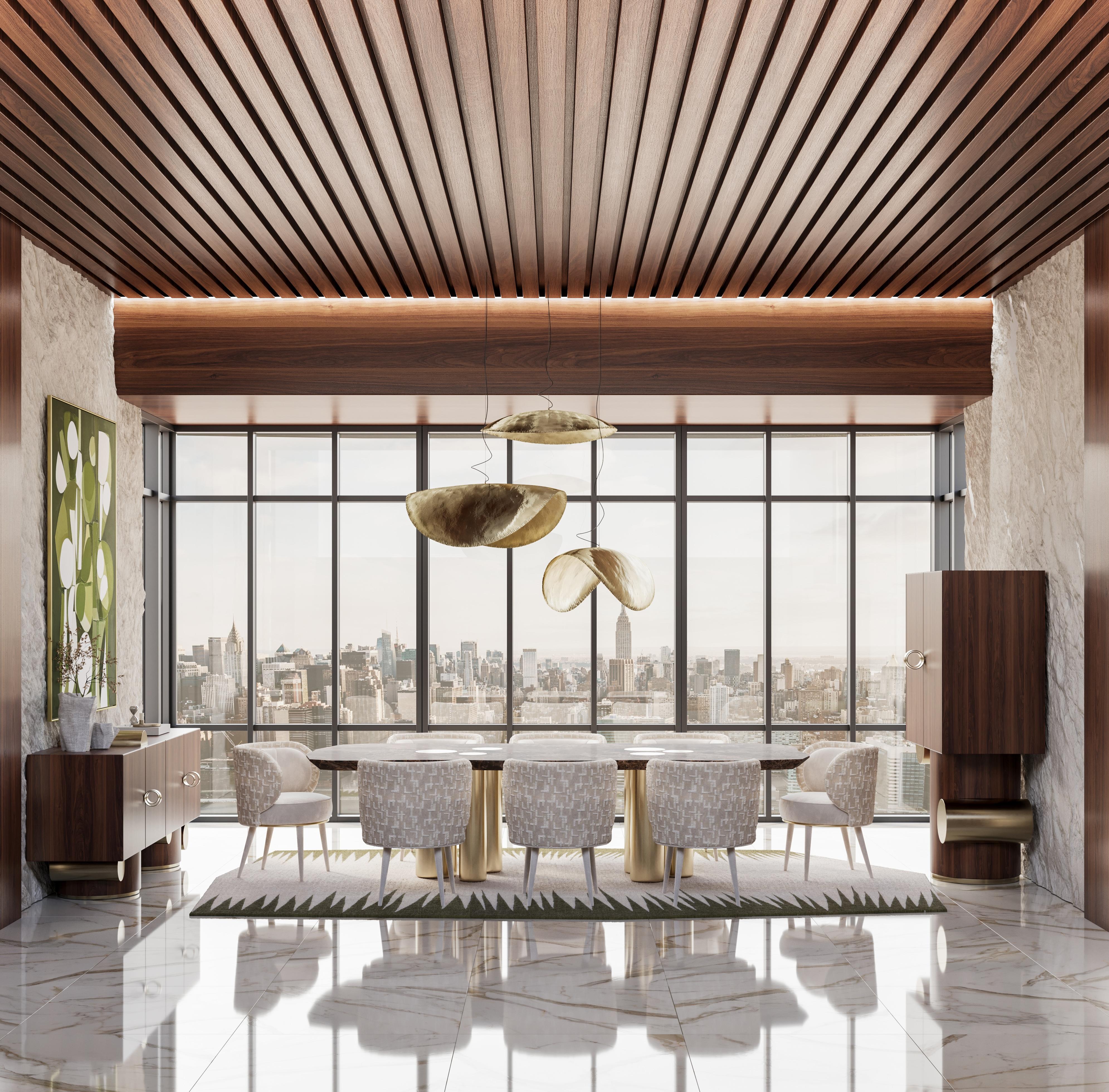 Fatto a mano Armadio Antigua di Mavo Atelier A in noce americano e ottone, stile metà secolo moderno in vendita