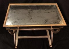 Mid-Century Modern Pair Antique Mirrored Silver Gold Vergoldet Night End Table Baguès