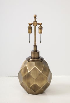 Pair of Large Antiqued Bronze Geodesic Lamps by Champan