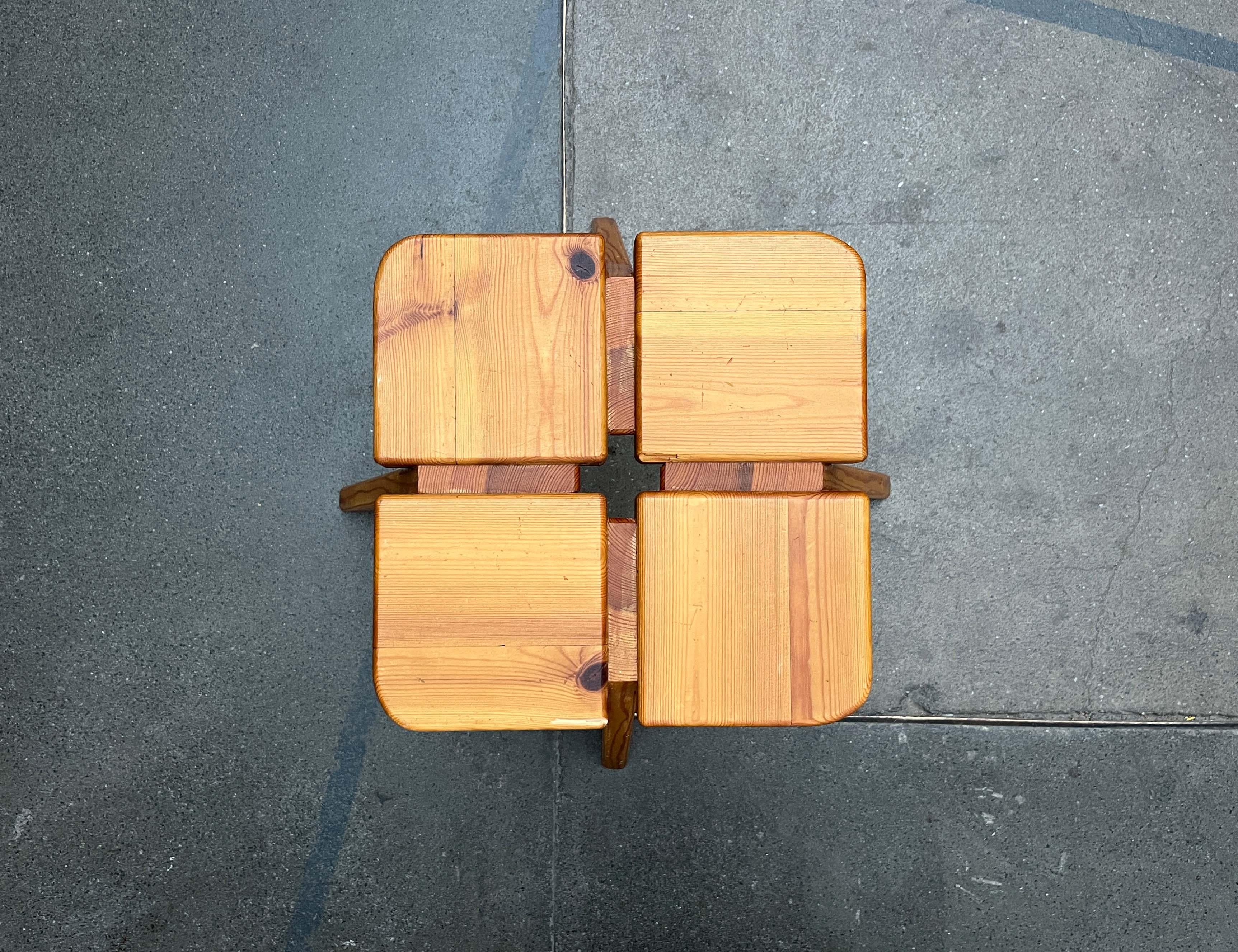 Mid-Century Modern Apila Pinewood Stool from Finland attributed to Rauni Peippo For Sale 9