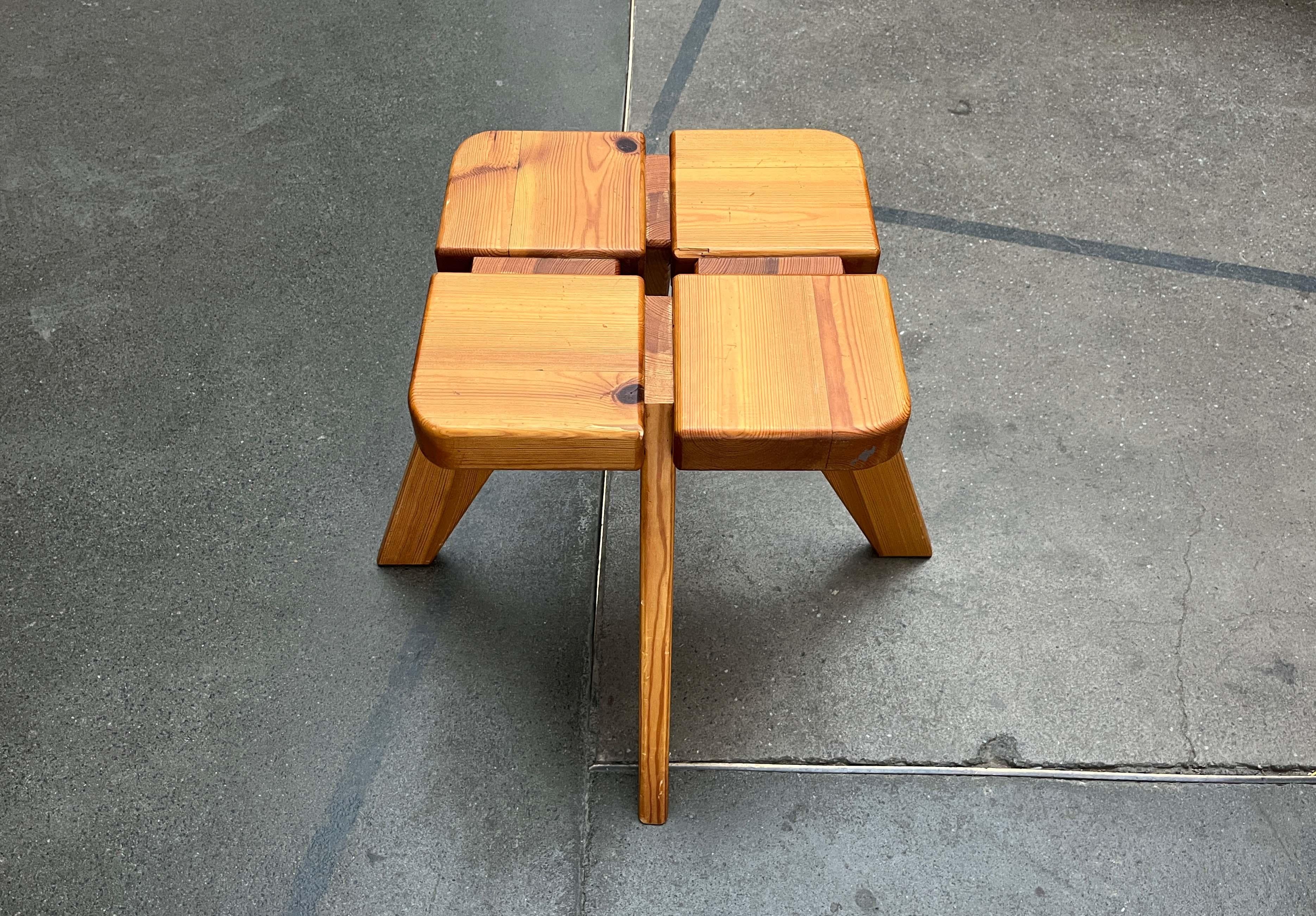 Mid-20th Century Mid-Century Modern Apila Pinewood Stool from Finland attributed to Rauni Peippo For Sale