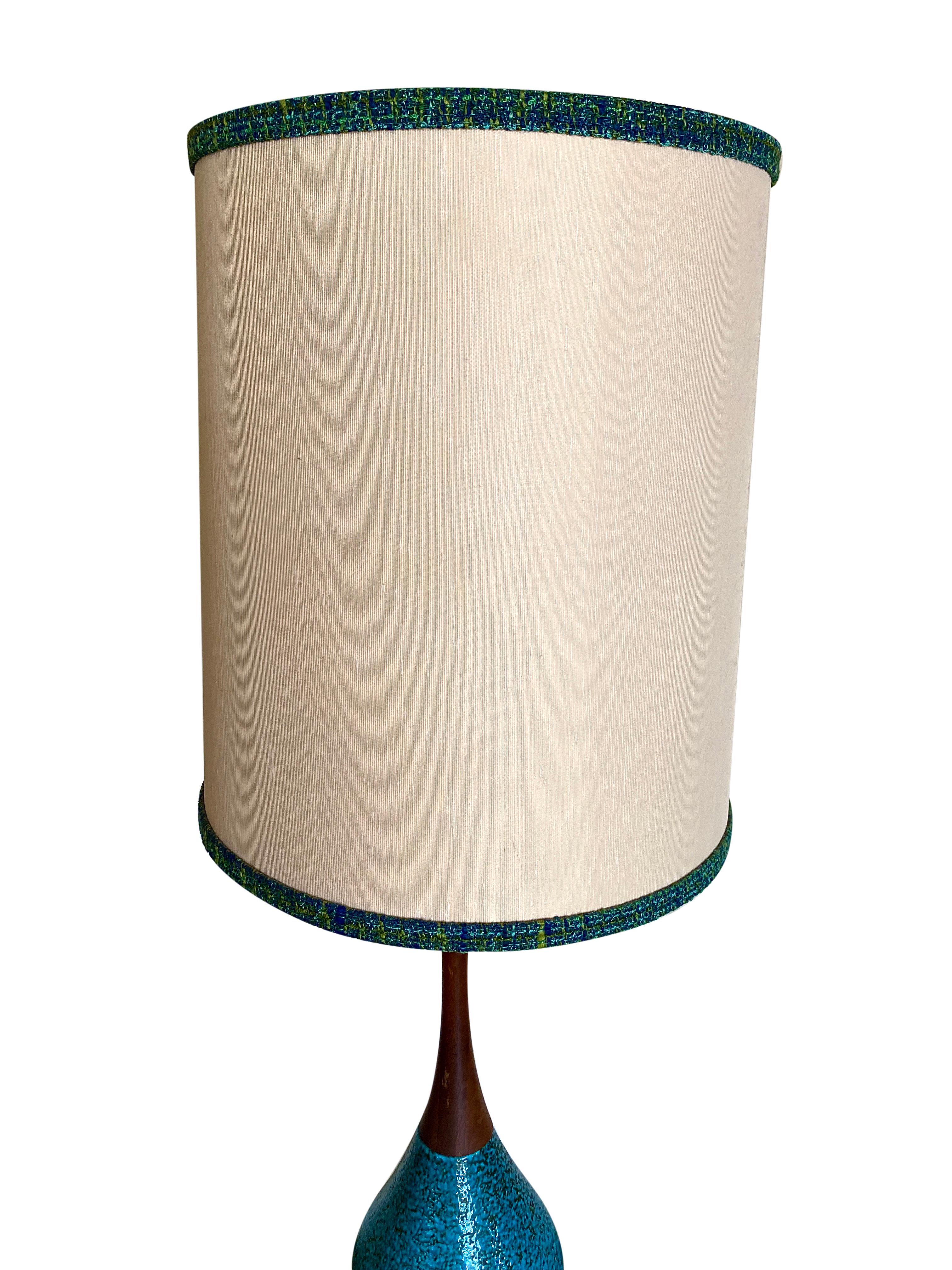 American Mid-Century Modern Aqua Ceramic Lamp
