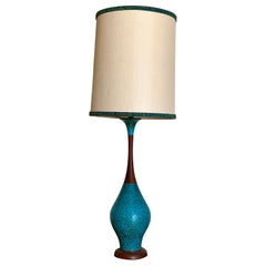 Mid-Century Modern Aqua Ceramic Lamp