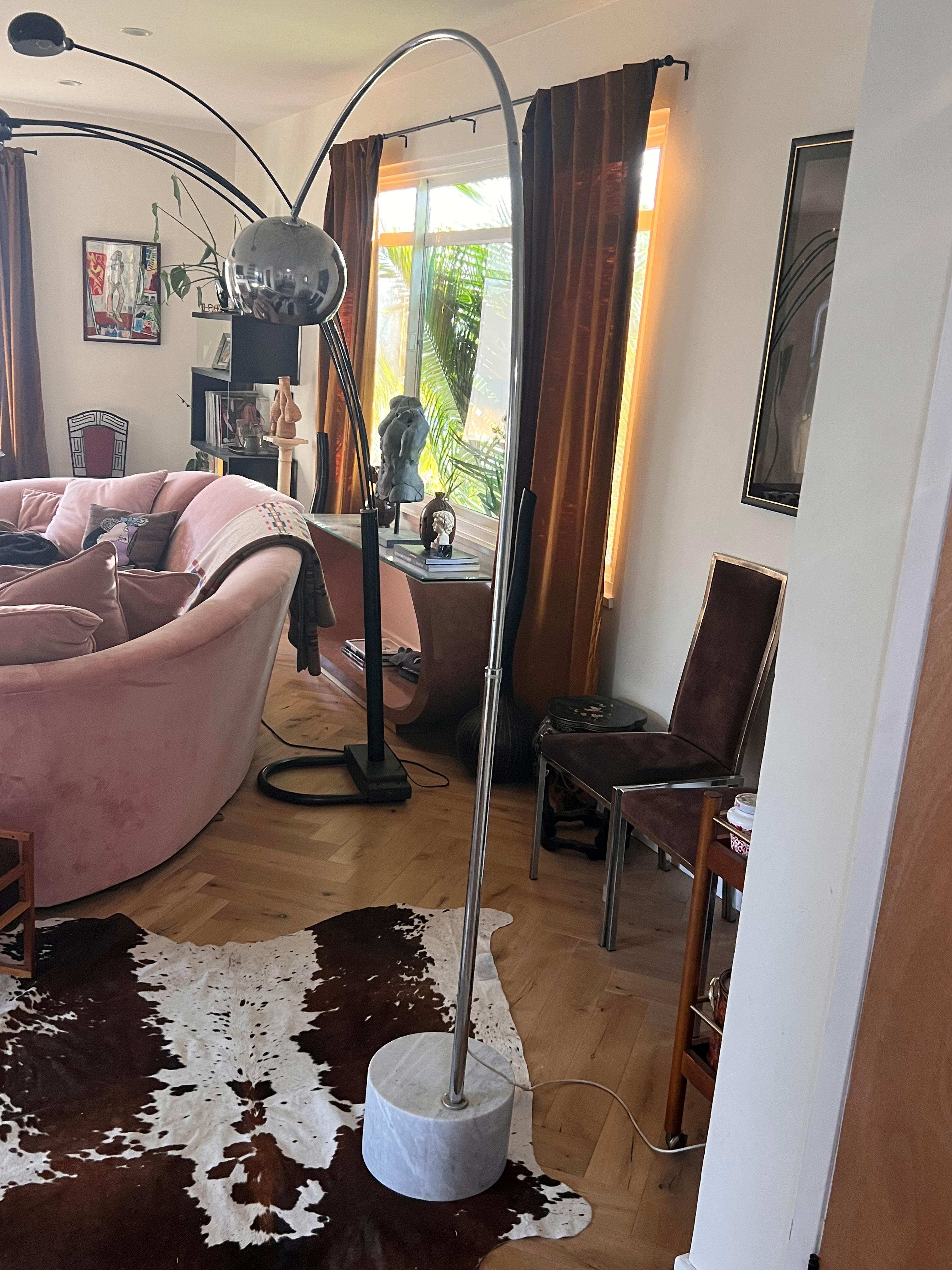 Italian Mid-Century Modern Arc Floor Lamp with Marble Base, 1960s
