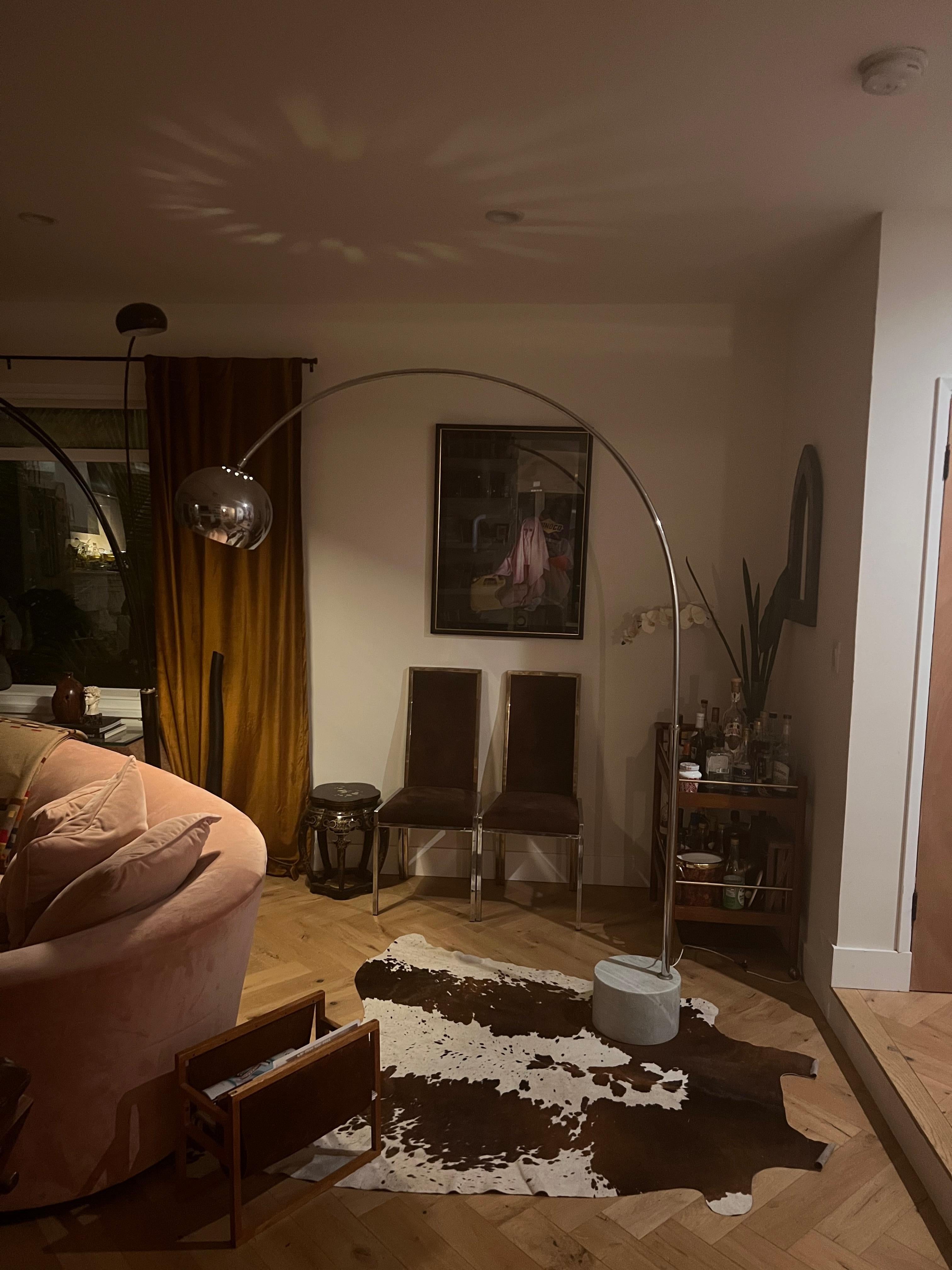 Mid-Century Modern Arc Floor Lamp with Marble Base, 1960s In Good Condition In View Park, CA
