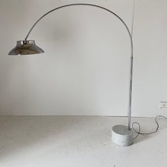Mid-Century Modern Arc Floor Lamp with Marble & Chrome, Italy, 1960s