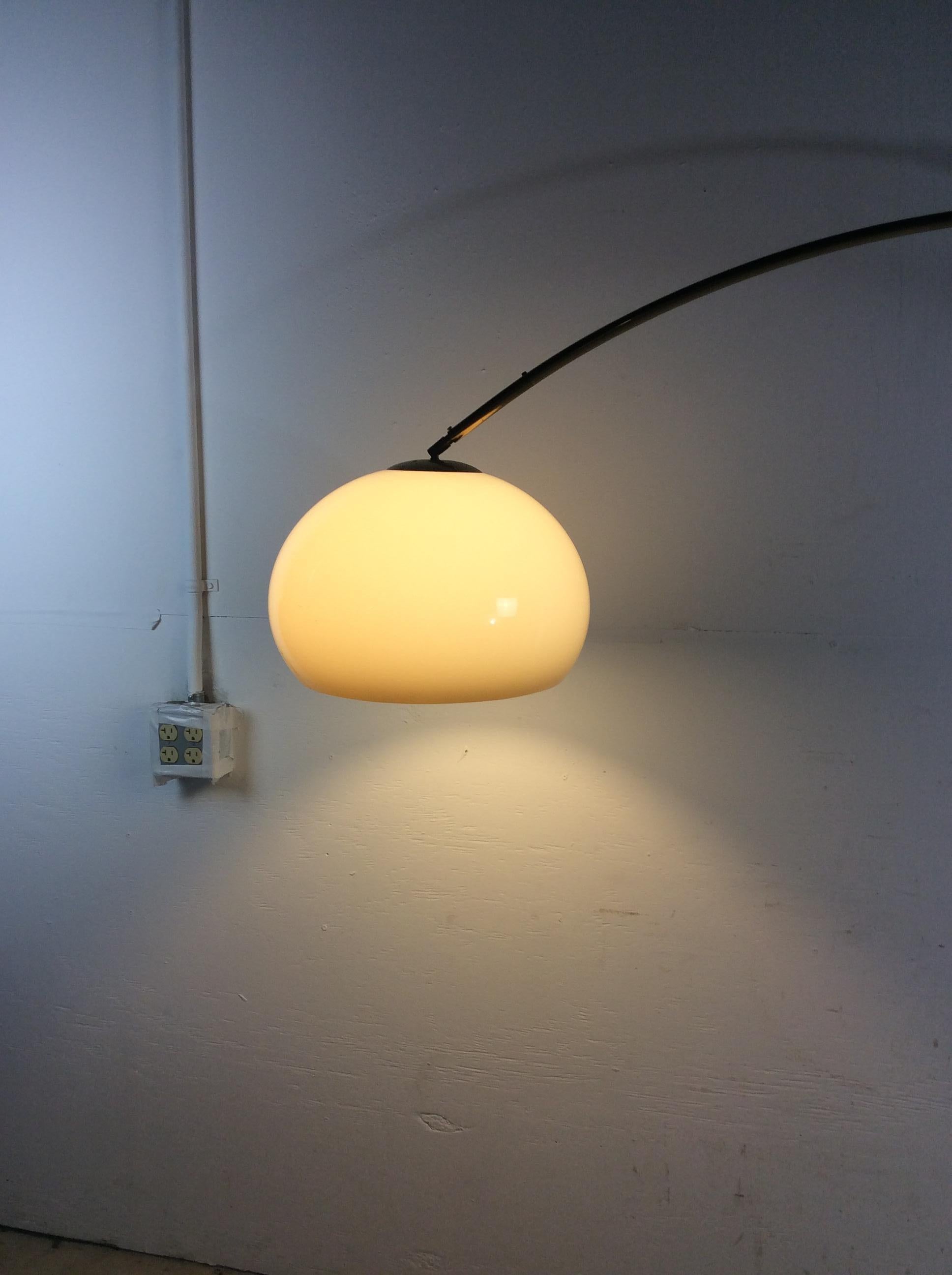 Mid Century Modern Arc Floor Lamp with Travertine Base 5