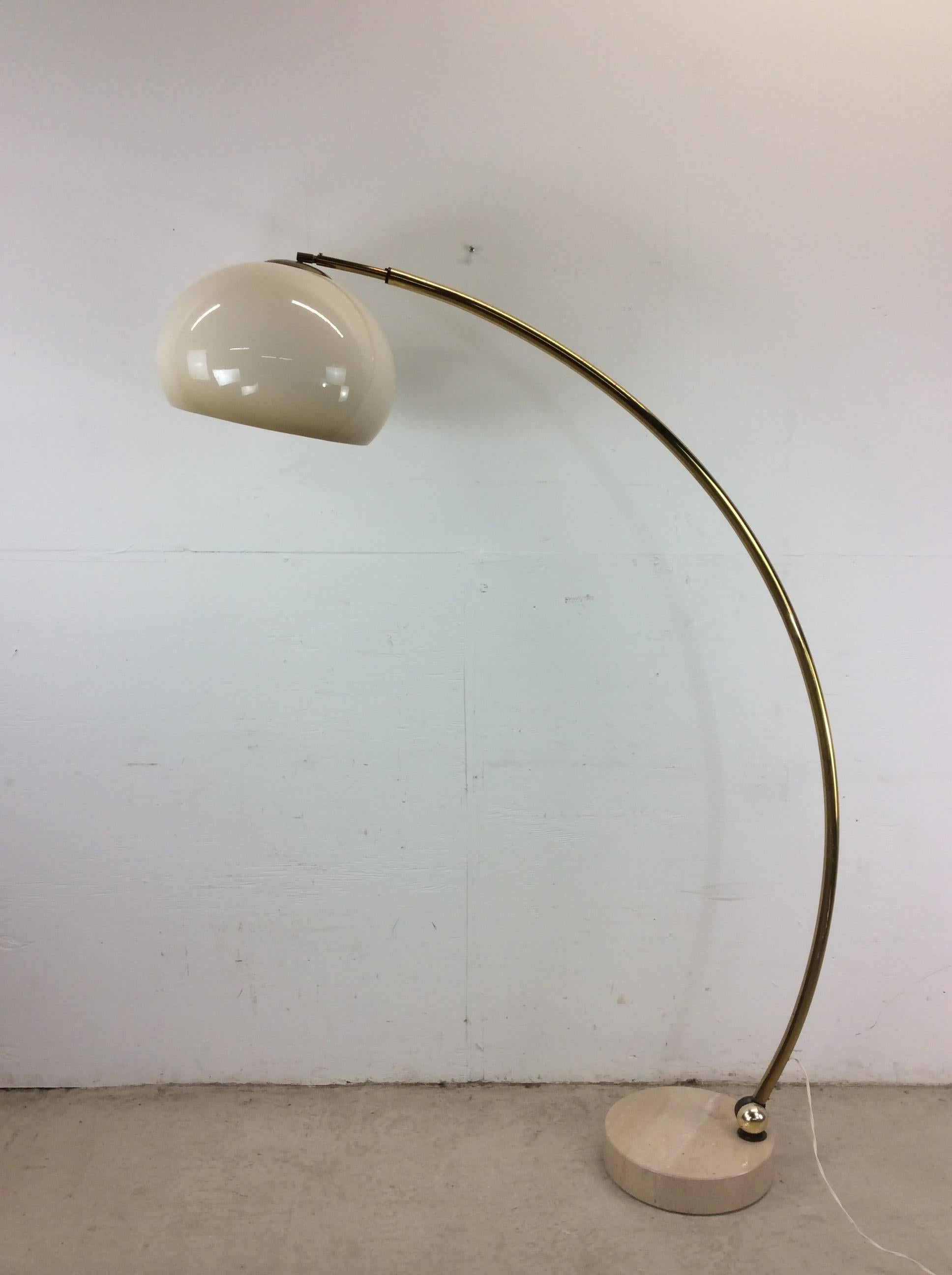 Mid Century Modern Arc Floor Lamp with Travertine Base 7