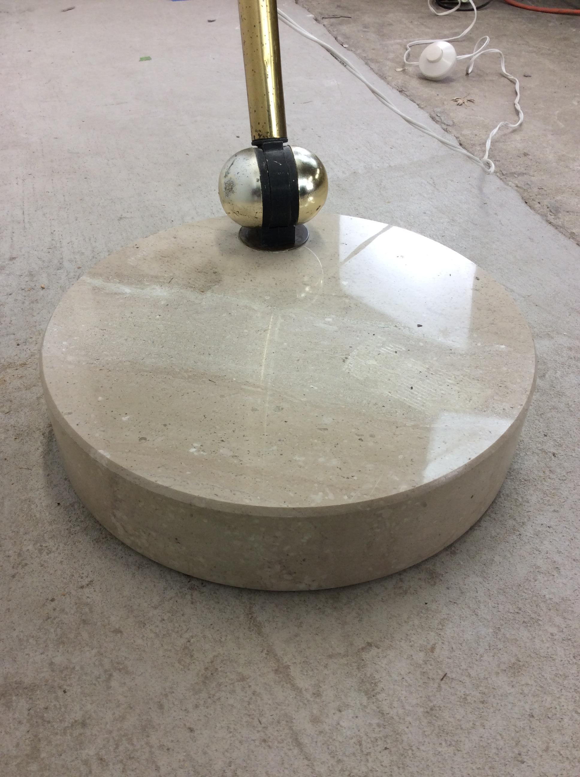 Mid Century Modern Arc Floor Lamp with Travertine Base 9