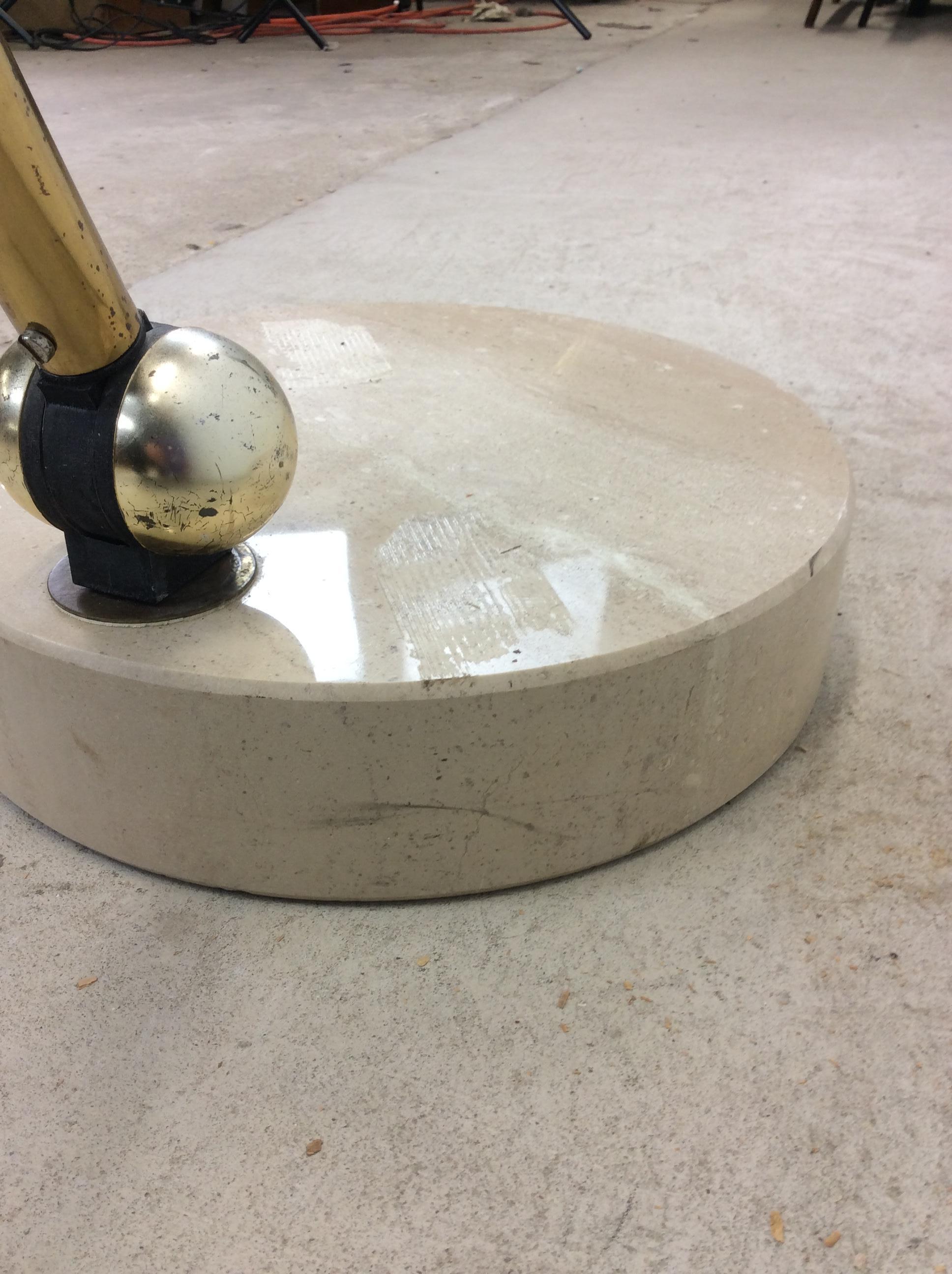 Mid Century Modern Arc Floor Lamp with Travertine Base 12