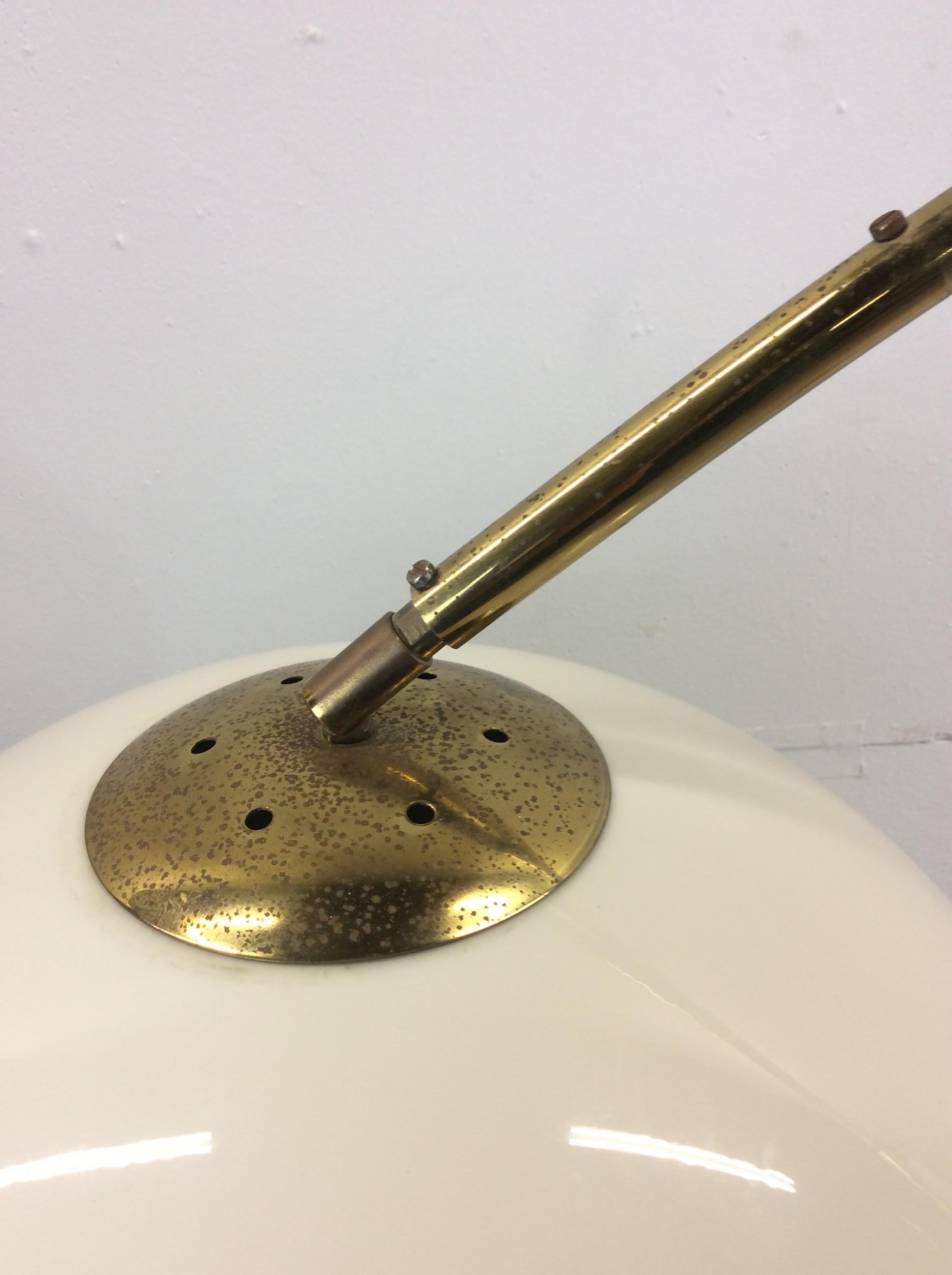 American Mid Century Modern Arc Floor Lamp with Travertine Base