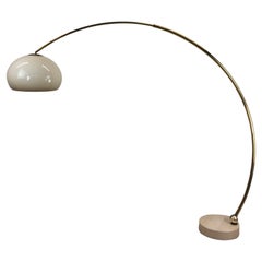 Mid Century Modern Arc Floor Lamp with Travertine Base