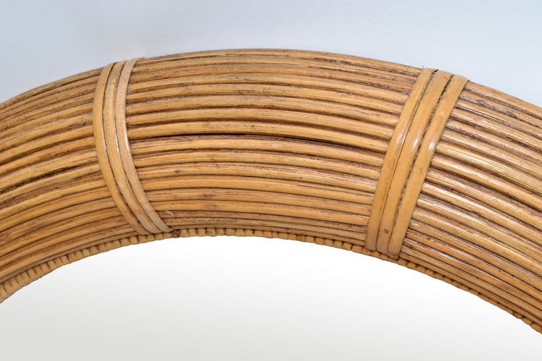 Mid-Century Modern Arch Handwoven Pencil Reed and Wicker Wall Mirror ...