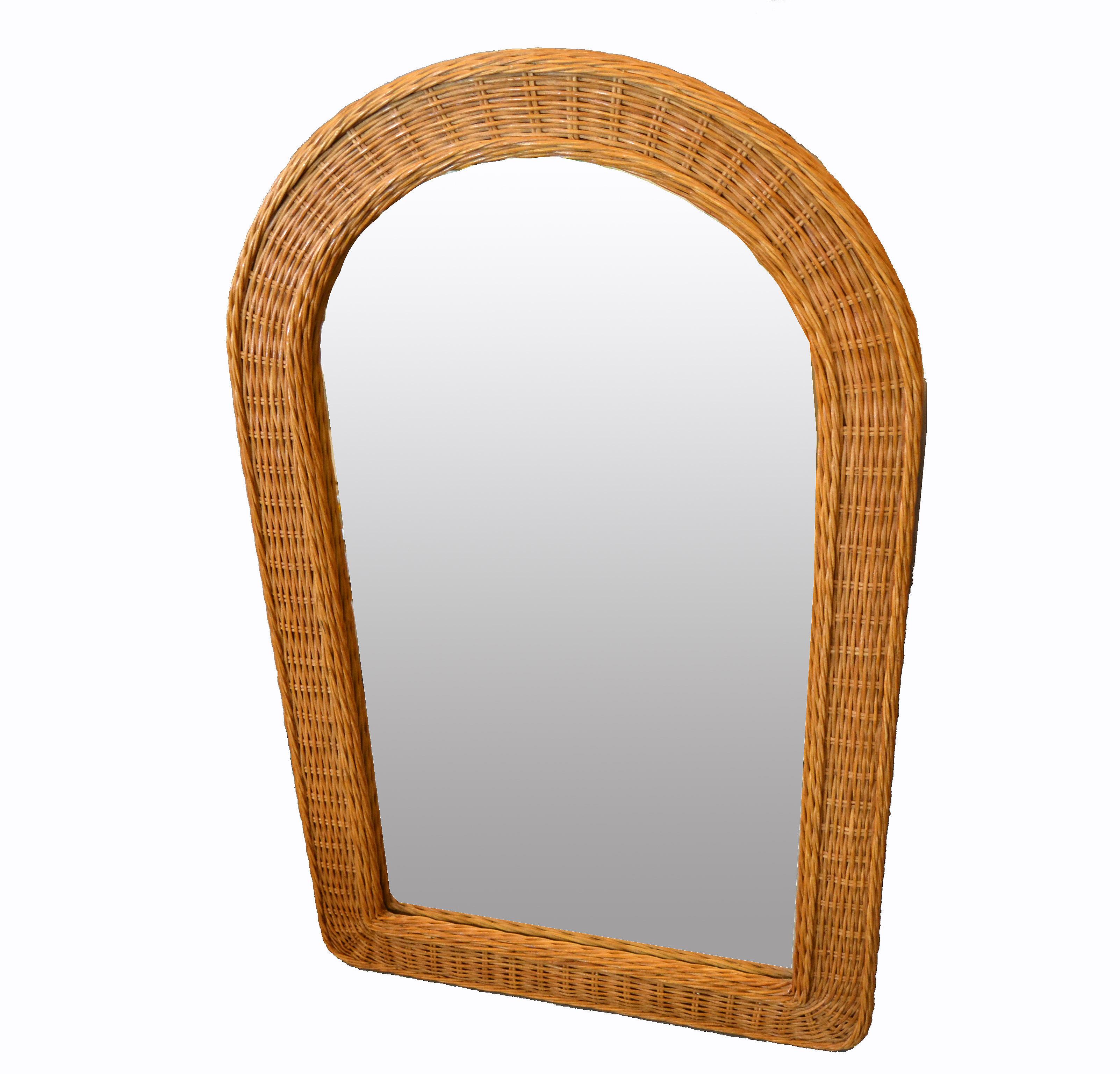 arched rattan mirror