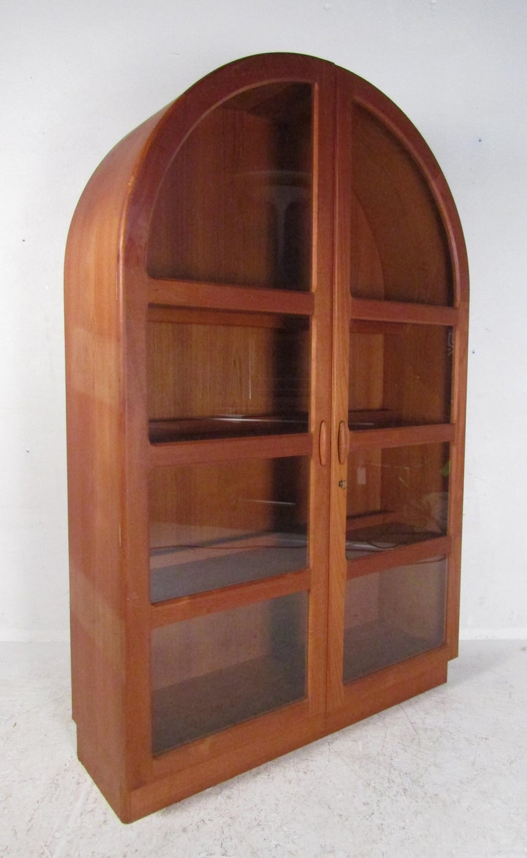 MidCentury Modern Arched Top Danish Teak Display at 1stDibs