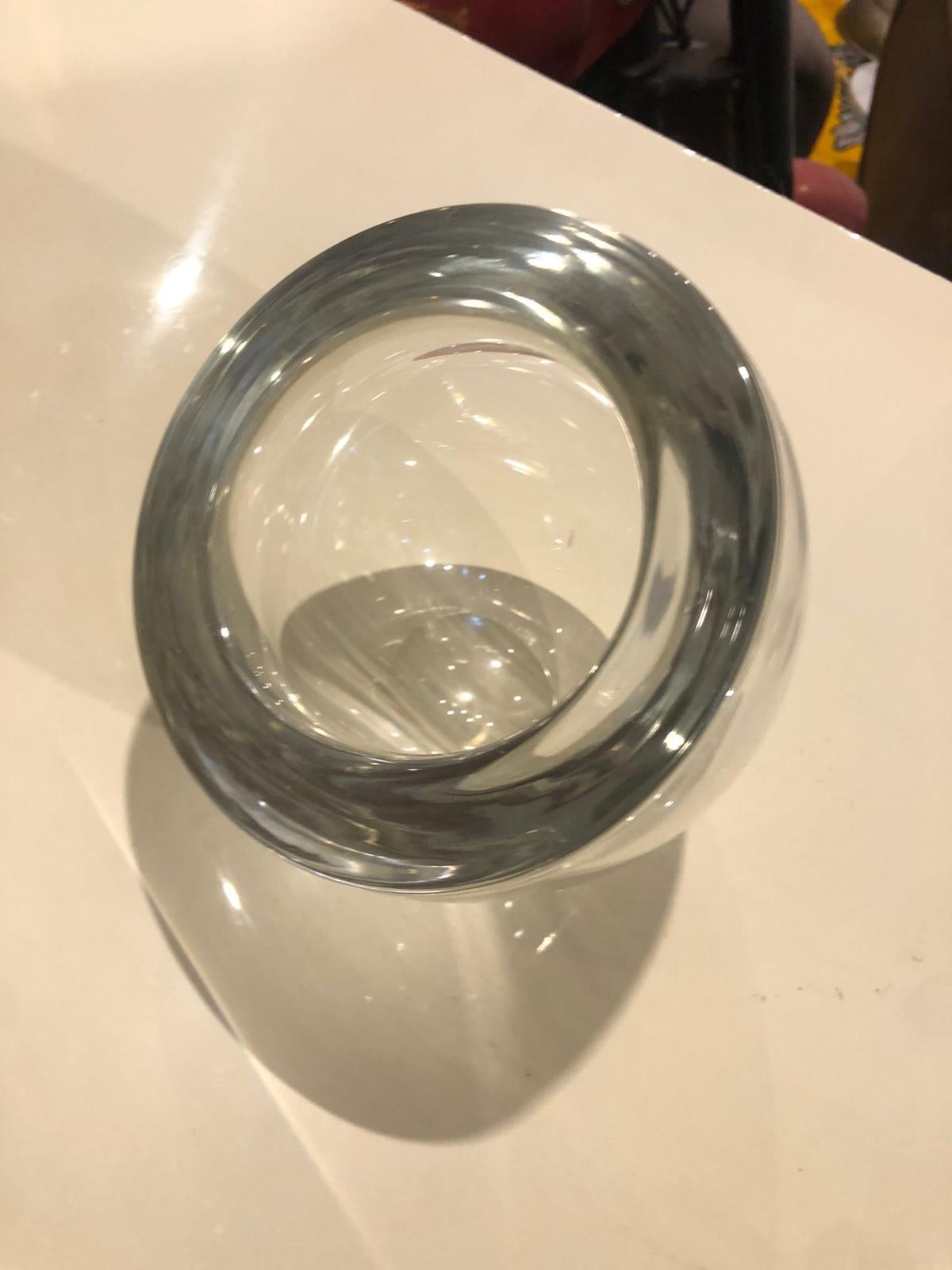Mid-Century Modern, Alfredo Barbini Oval Bowl in Transparent Murano Glass For Sale 2