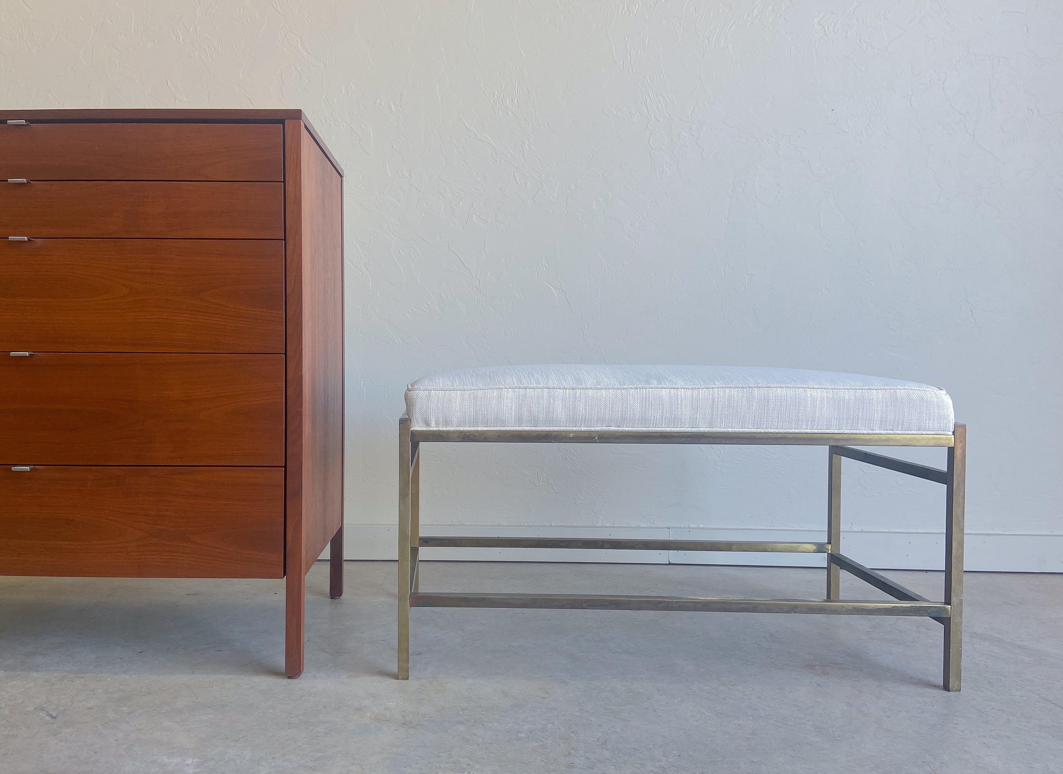 Mid-Century Modern Architectural Brass Bench in the style of Harvey Probber 3