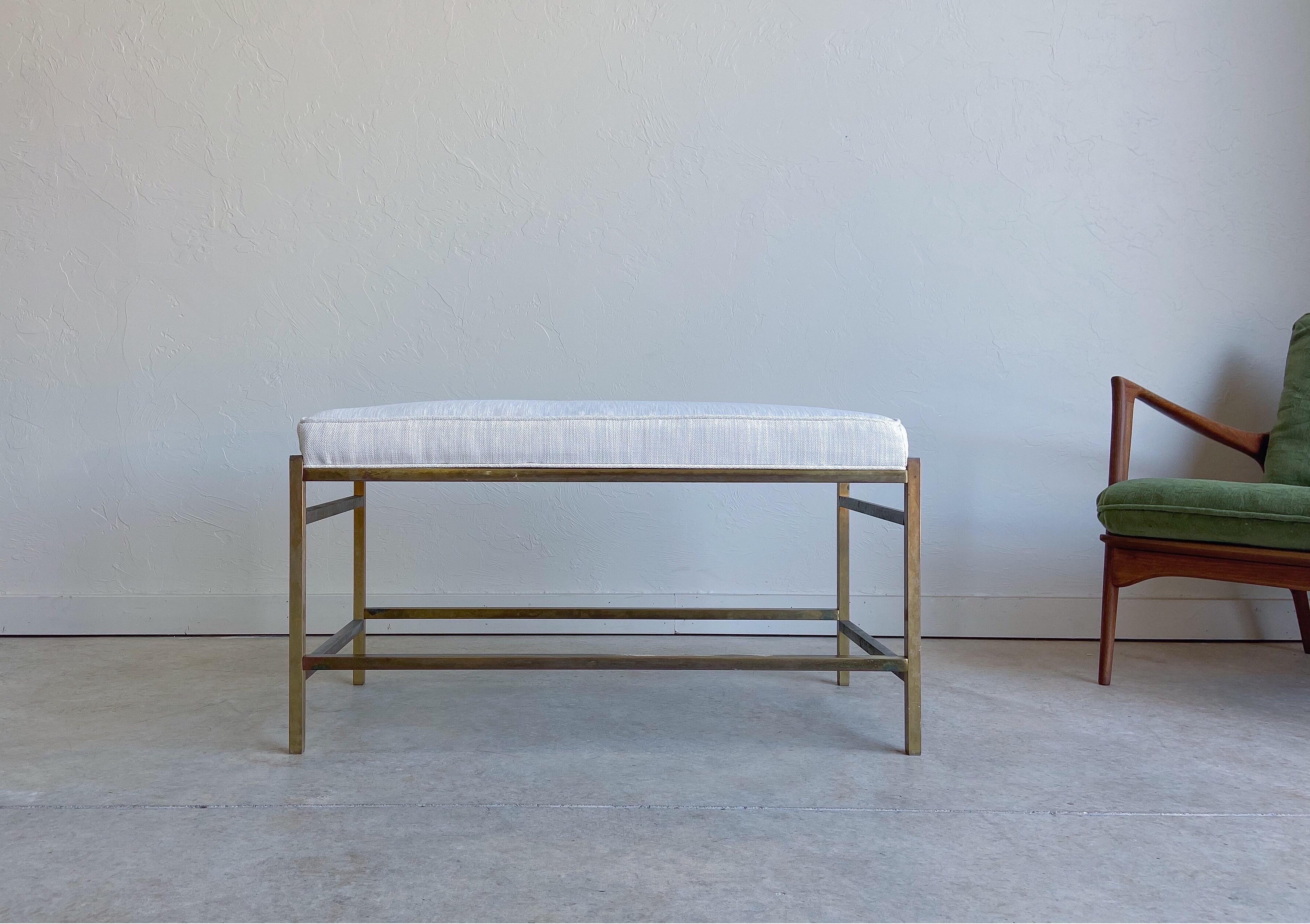 Mid-Century Modern Architectural Brass Bench in the style of Harvey Probber 1