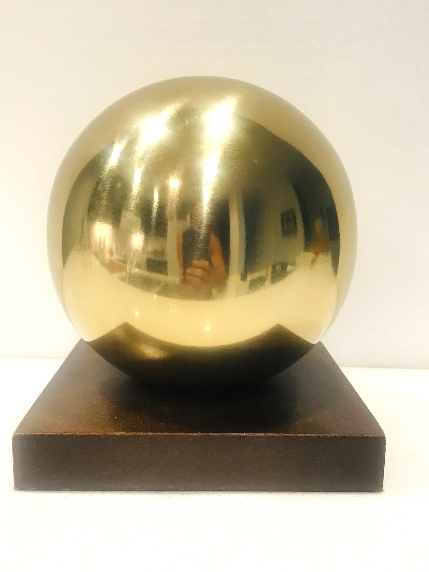 American Mid-Century Modern Architectural Brass Globe Sculpture and Bookend, 1970s