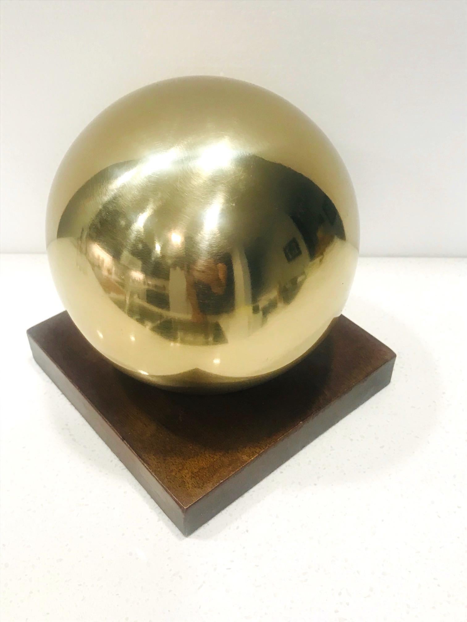 Hand-Crafted Mid-Century Modern Architectural Brass Globe Sculpture and Bookend, 1970s