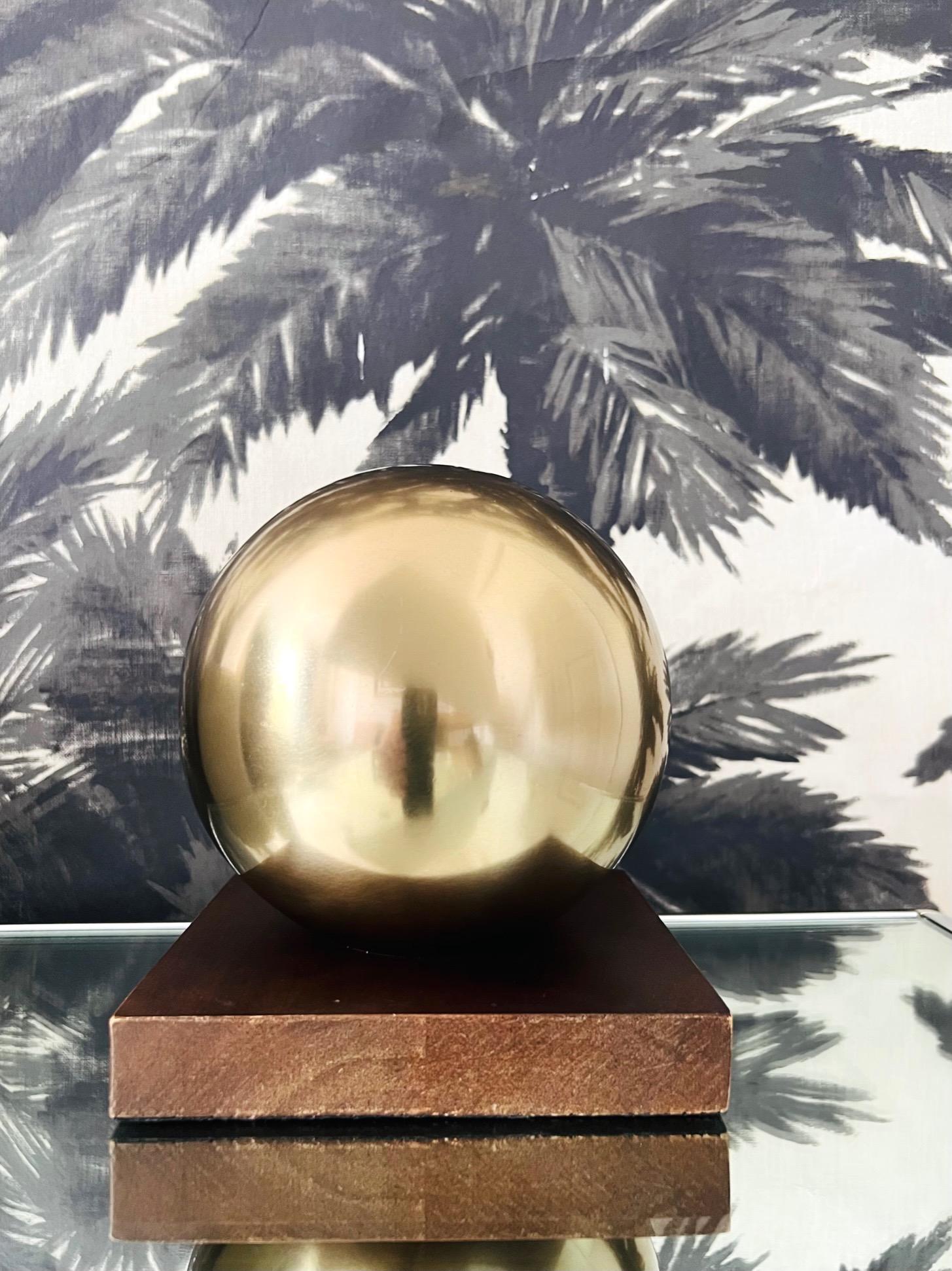 Stained Mid-Century Modern Architectural Brass Globe Bookend & Decorative Object, 1970s For Sale