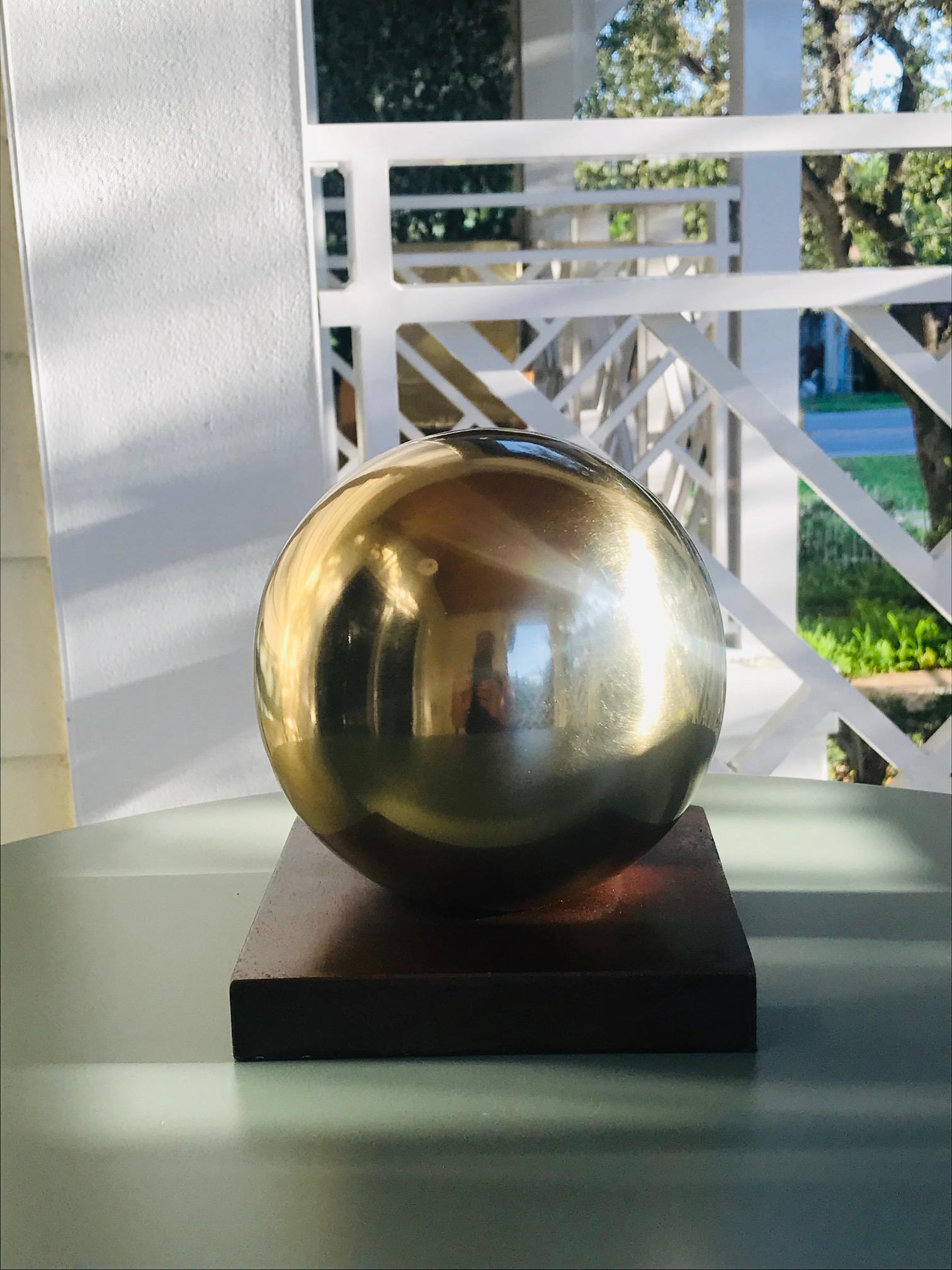 Mid-Century Modern Architectural Brass Globe Sculpture and Bookend, 1970s In Good Condition In Fort Lauderdale, FL