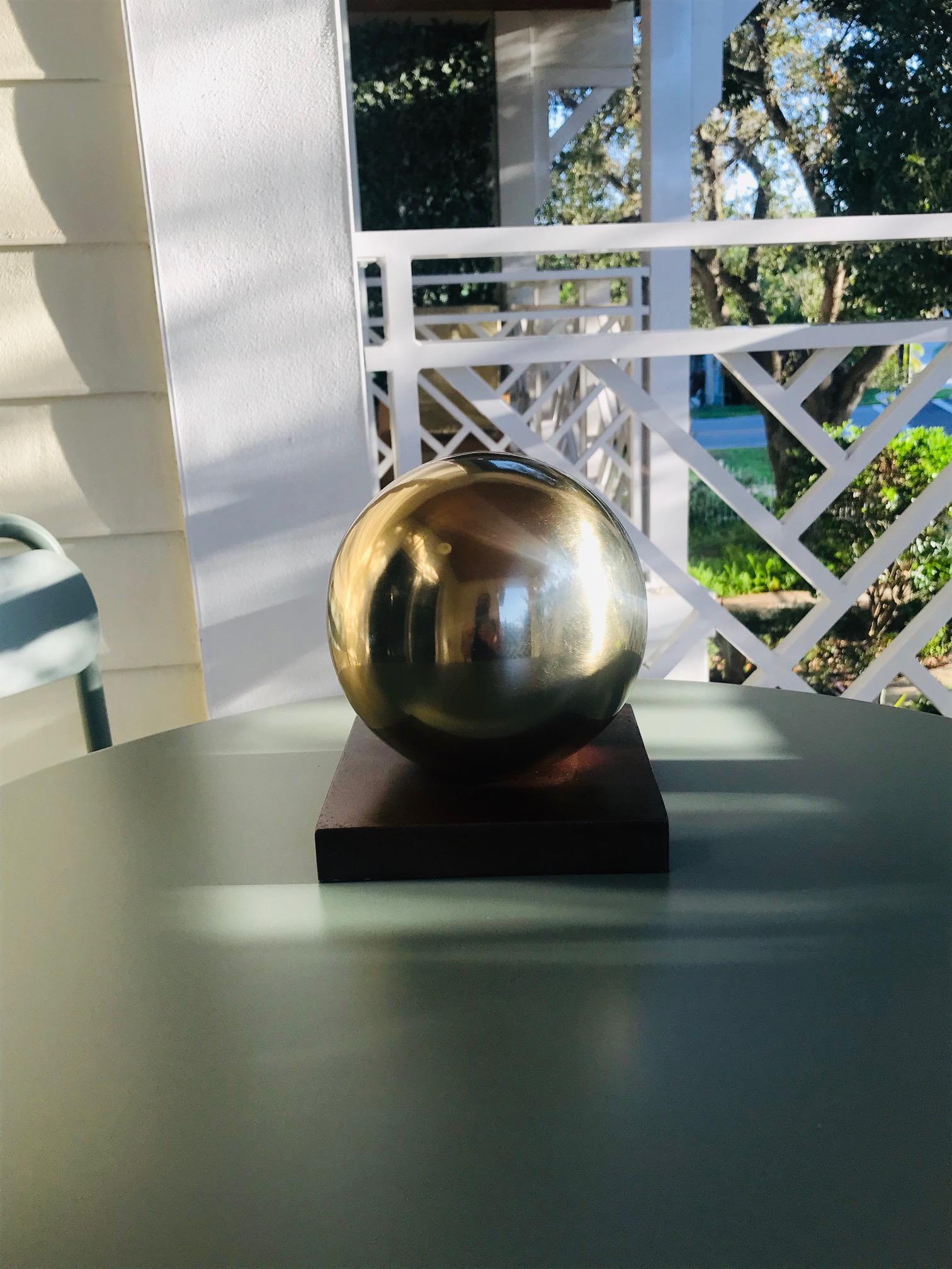 Late 20th Century Mid-Century Modern Architectural Brass Globe Sculpture and Bookend, 1970s
