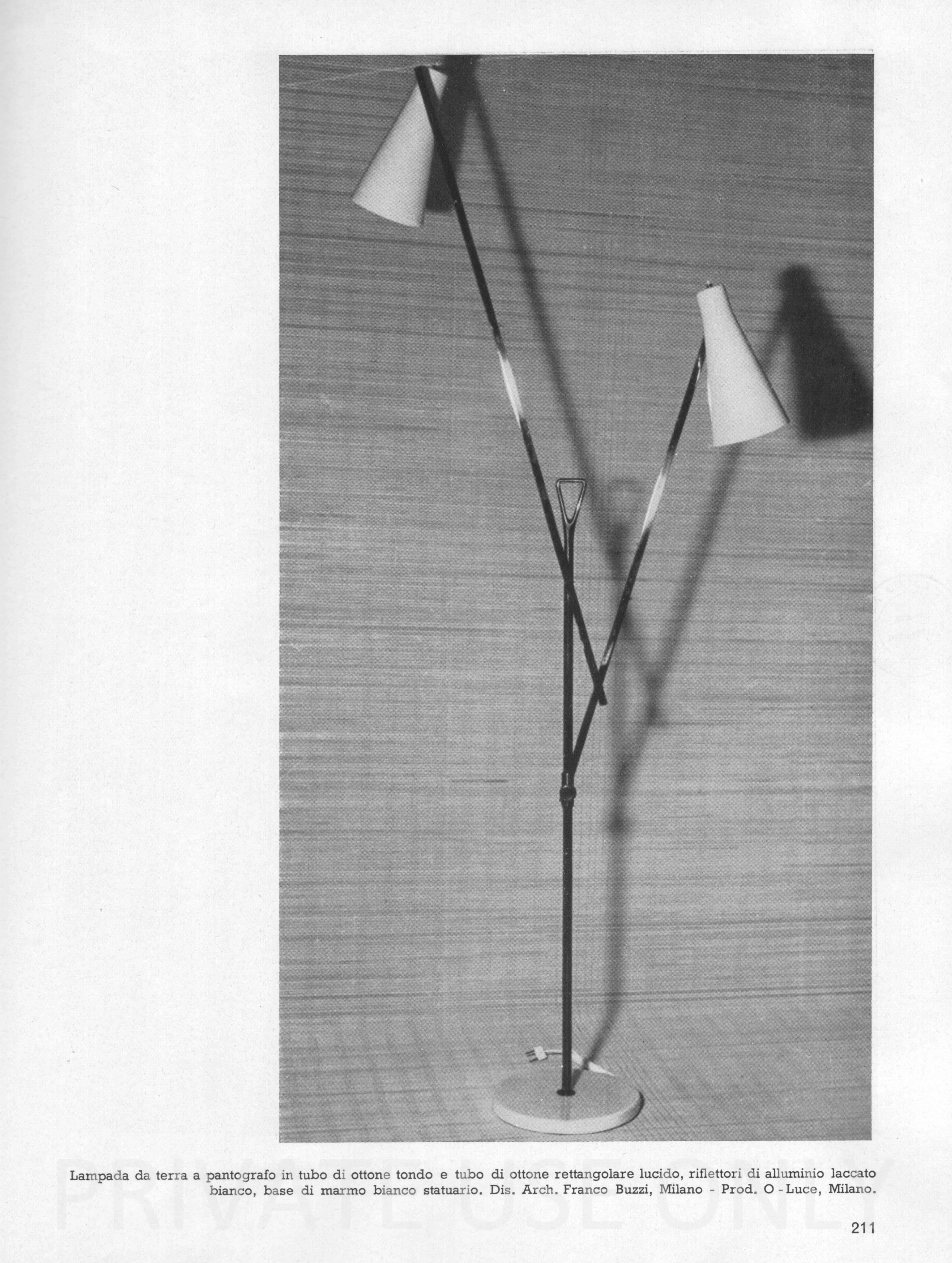 Mid-20th Century Mid-Century Modern Architectural Floor Lamp by Franco Buzzi for O-Luce, Italy For Sale