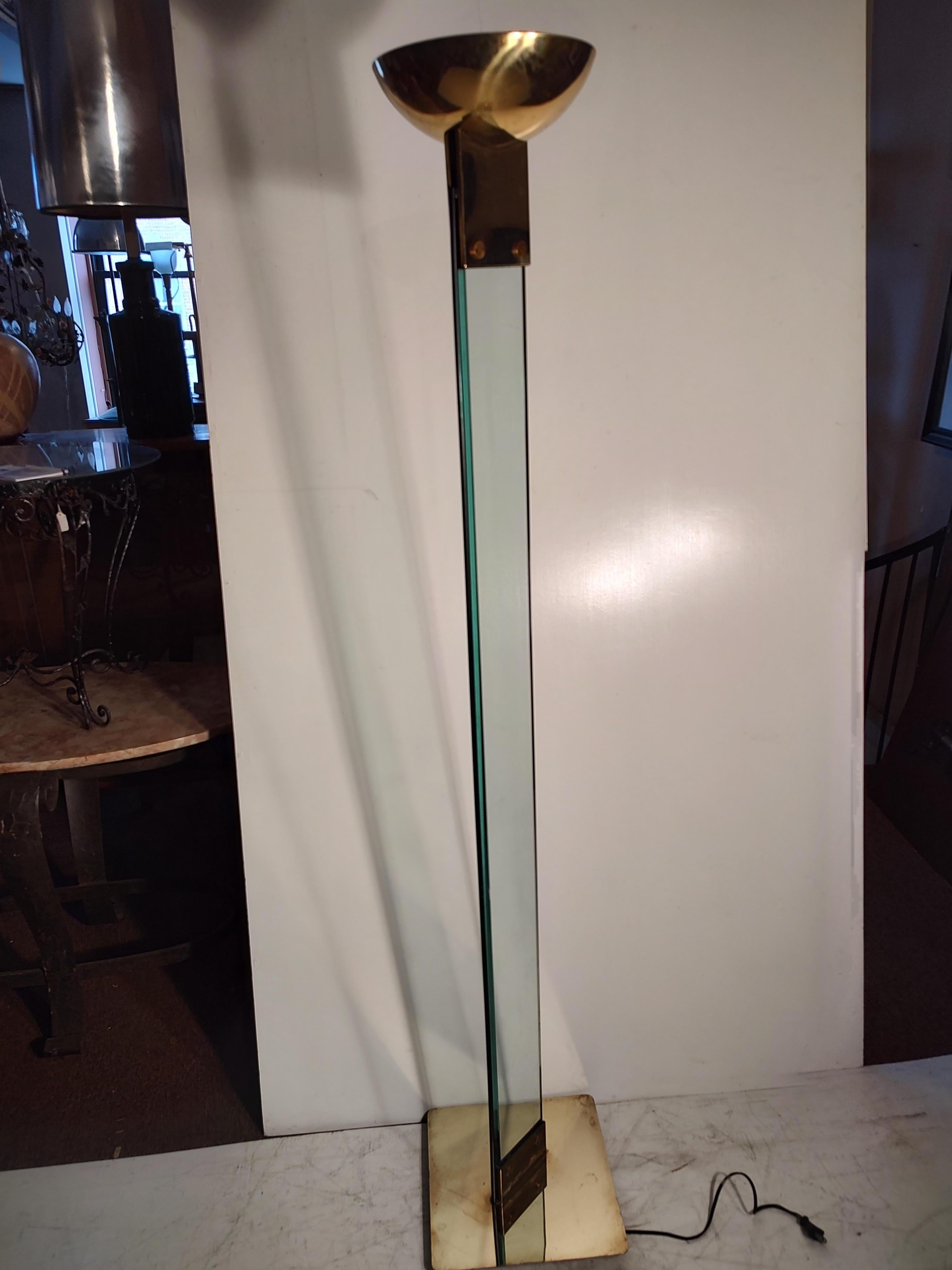 Mid-Century Modern Architectural Glass Floor Lamp by Max Buguara For Sale 2