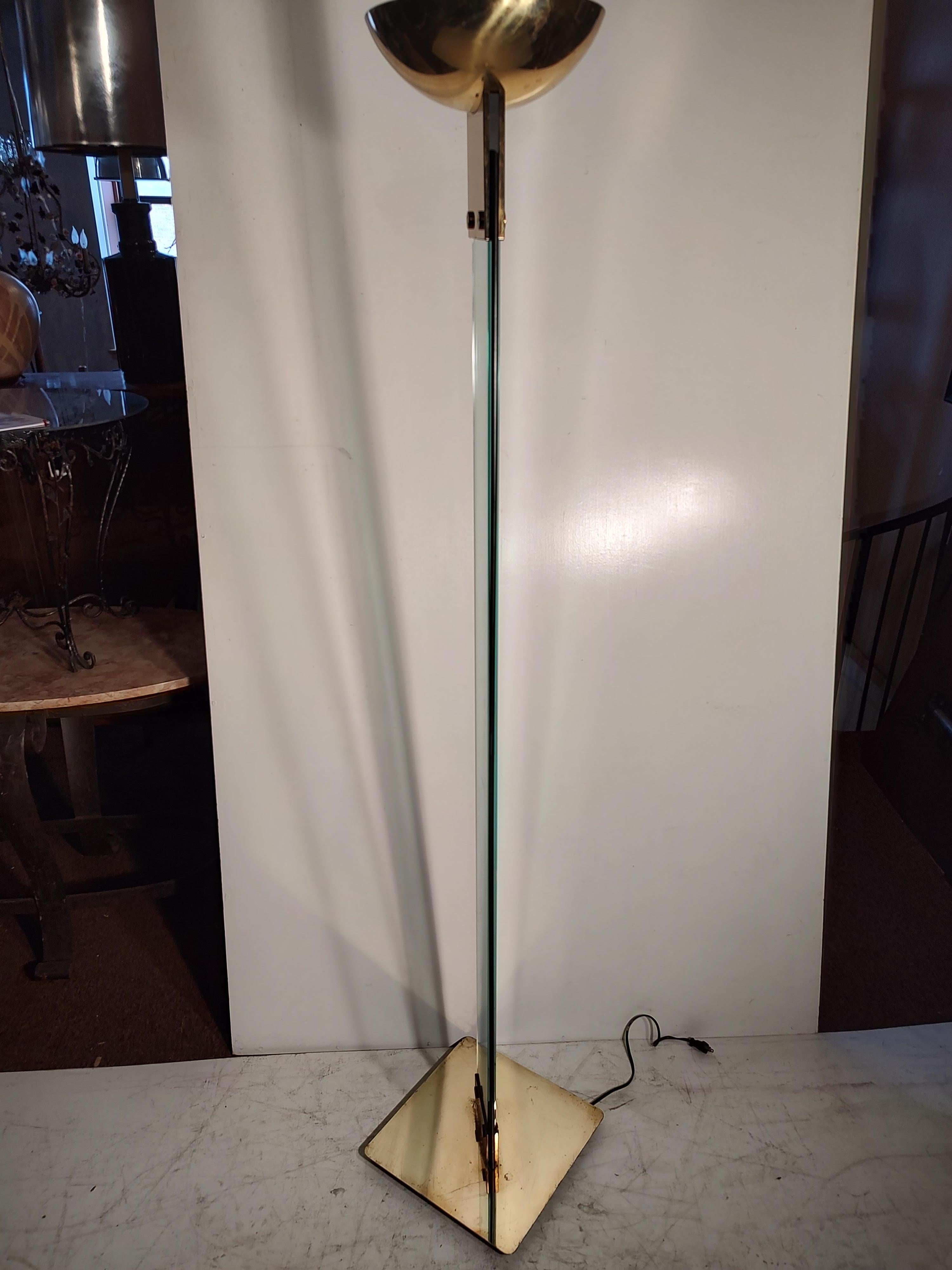 Mid-Century Modern Architectural Glass Floor Lamp by Max Buguara For Sale 1