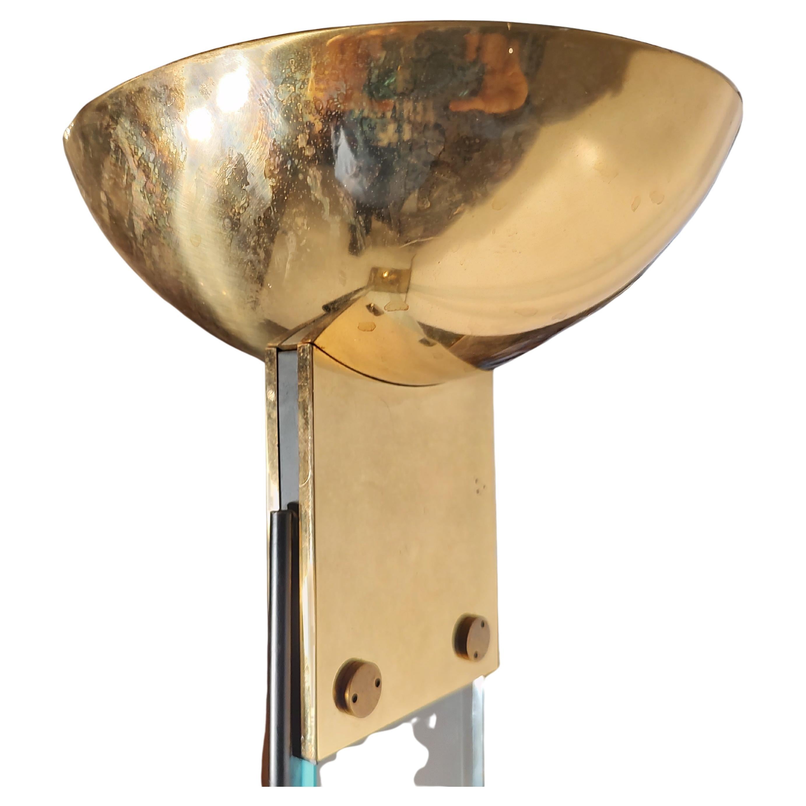 Polished Mid-Century Modern Architectural Glass Floor Lamp by Max Buguara For Sale