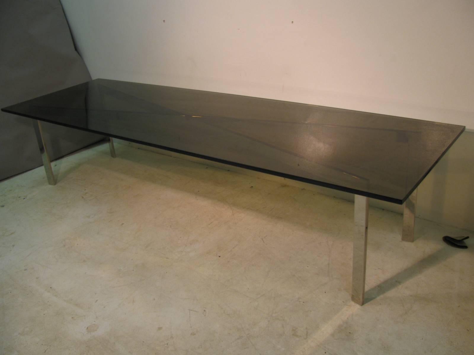 American Mid-Century Modern Architectural Smoked Glass Cocktail Table