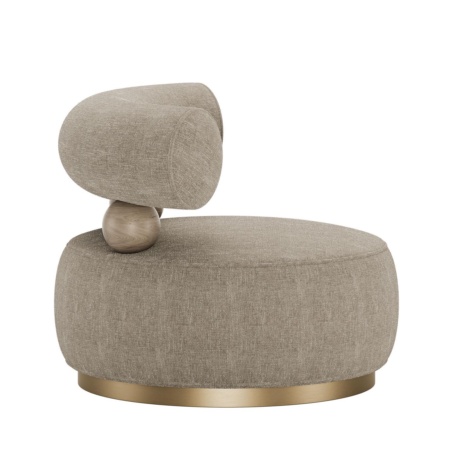 Portugais Mid-Century Modern Aretha Armchair in Chenille Handcrafted by Mavo Atelier en vente