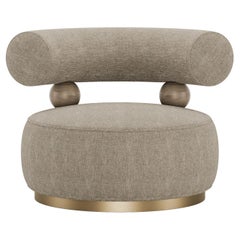 Mid-Century Modern Aretha Armchair in Chenille Handcrafted by Mavo Atelier