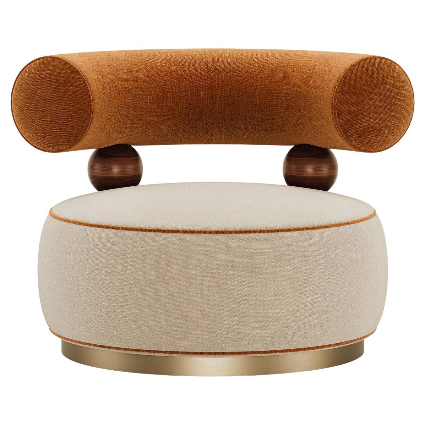 Mid-Century Modern Aretha Armchair in Chenille Velvet Handcrafted by MavoAtelier