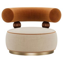 Mid-Century Modern Aretha Armchair in Chenille Velvet Handcrafted by MavoAtelier