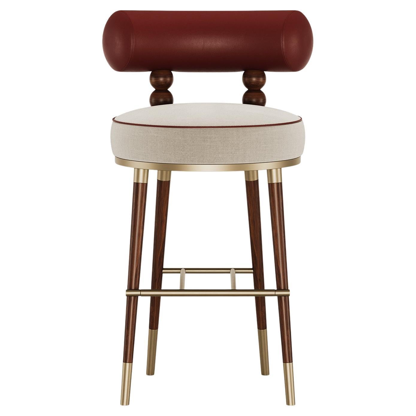 Moderner Aretha Barhocker aus Leder und Nussbaumholz von Mavo Atelier A aus der Jahrhundertmitte im Angebot