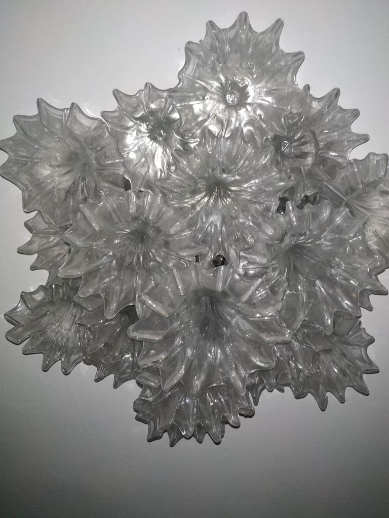 Hand-Crafted Mid-Century Modern Arethusa Flush Mount in Murano Glass by Barovier e Toso, 70s For Sale