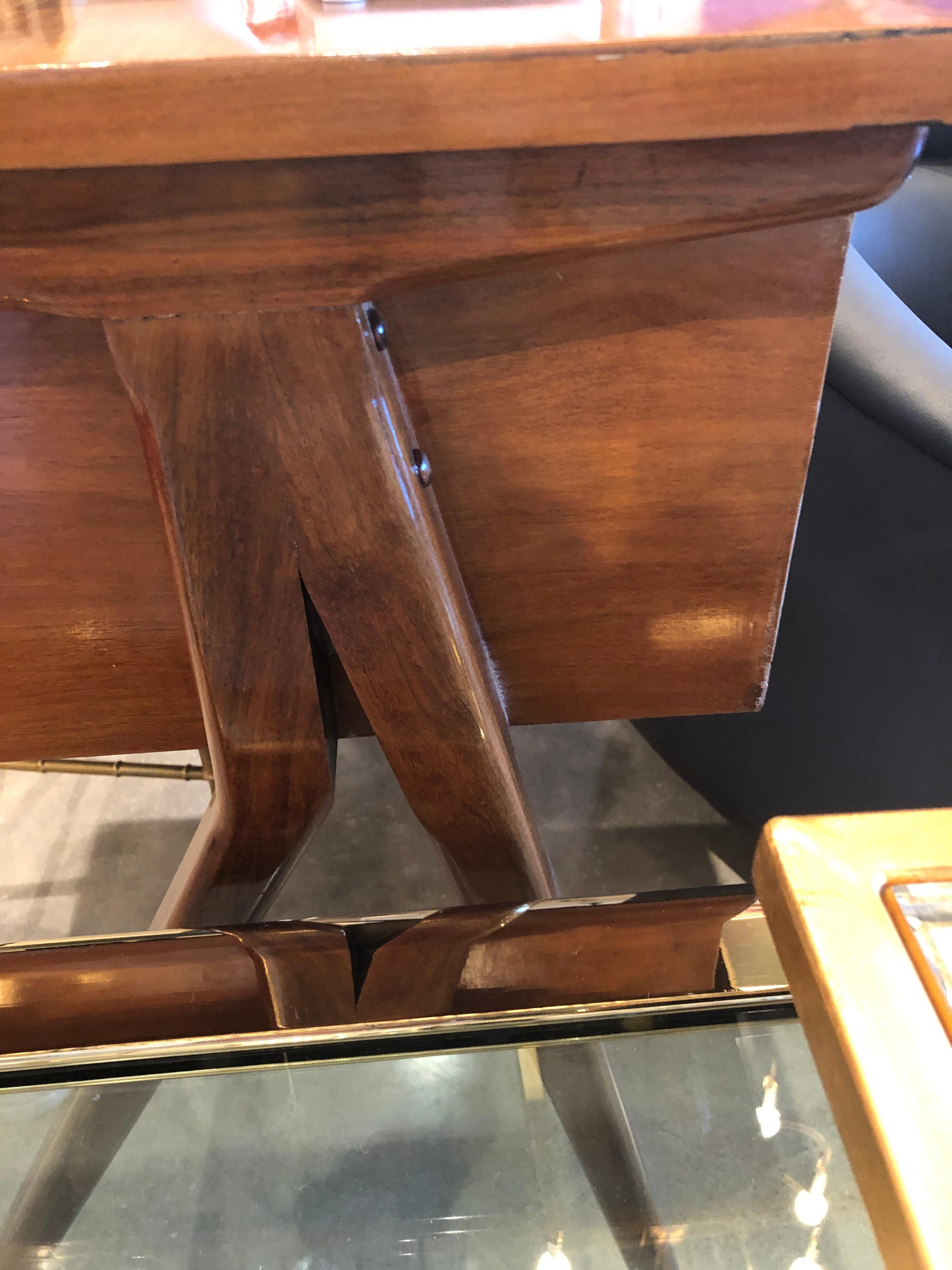 Mid-Century Modern Argentinian Writing Table or Desk with Brass Pulls 10